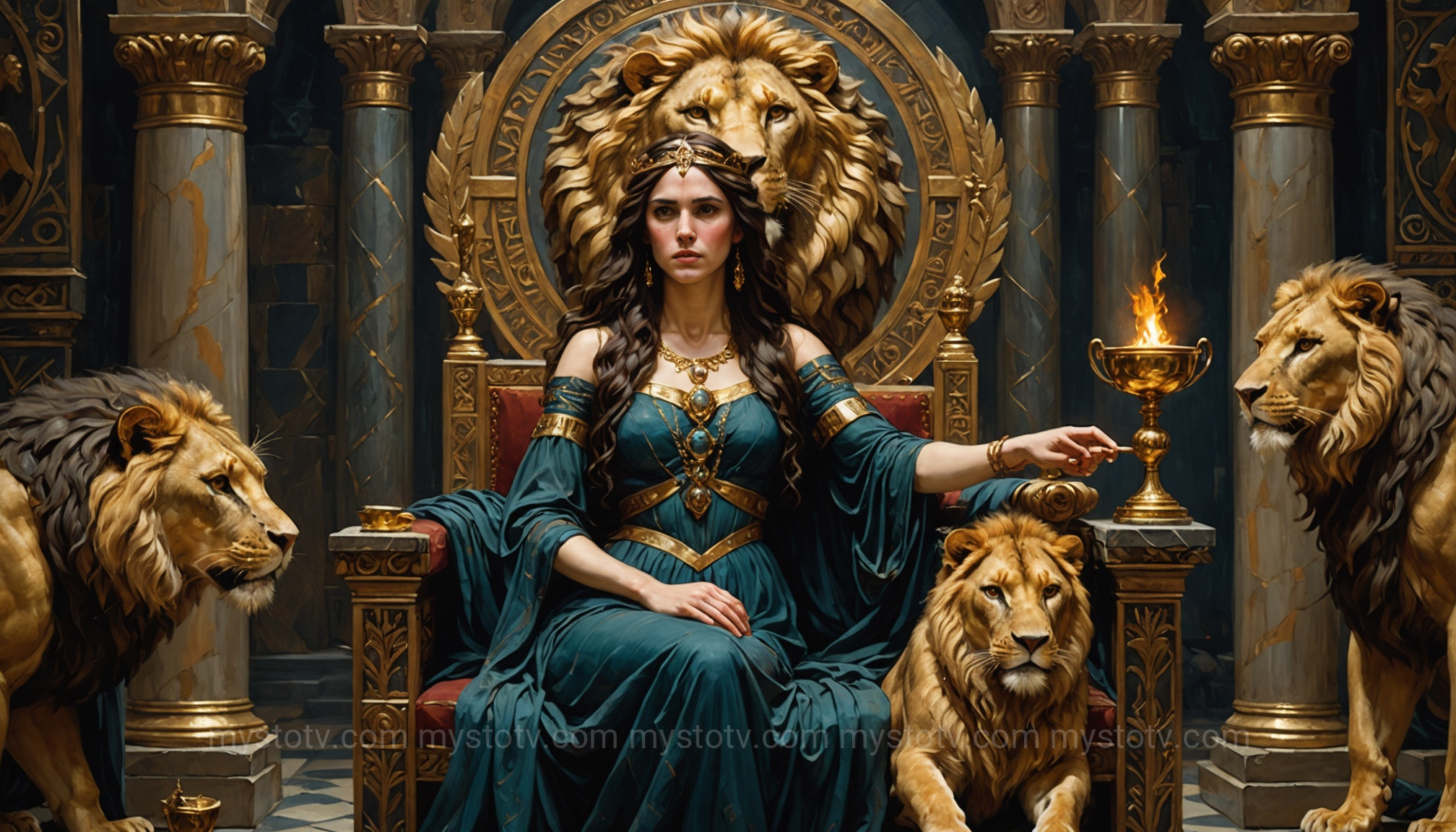 A classical painting showing the powerful Circe with her chalice, a key scene in the original Circe goddess story from The Odyssey.