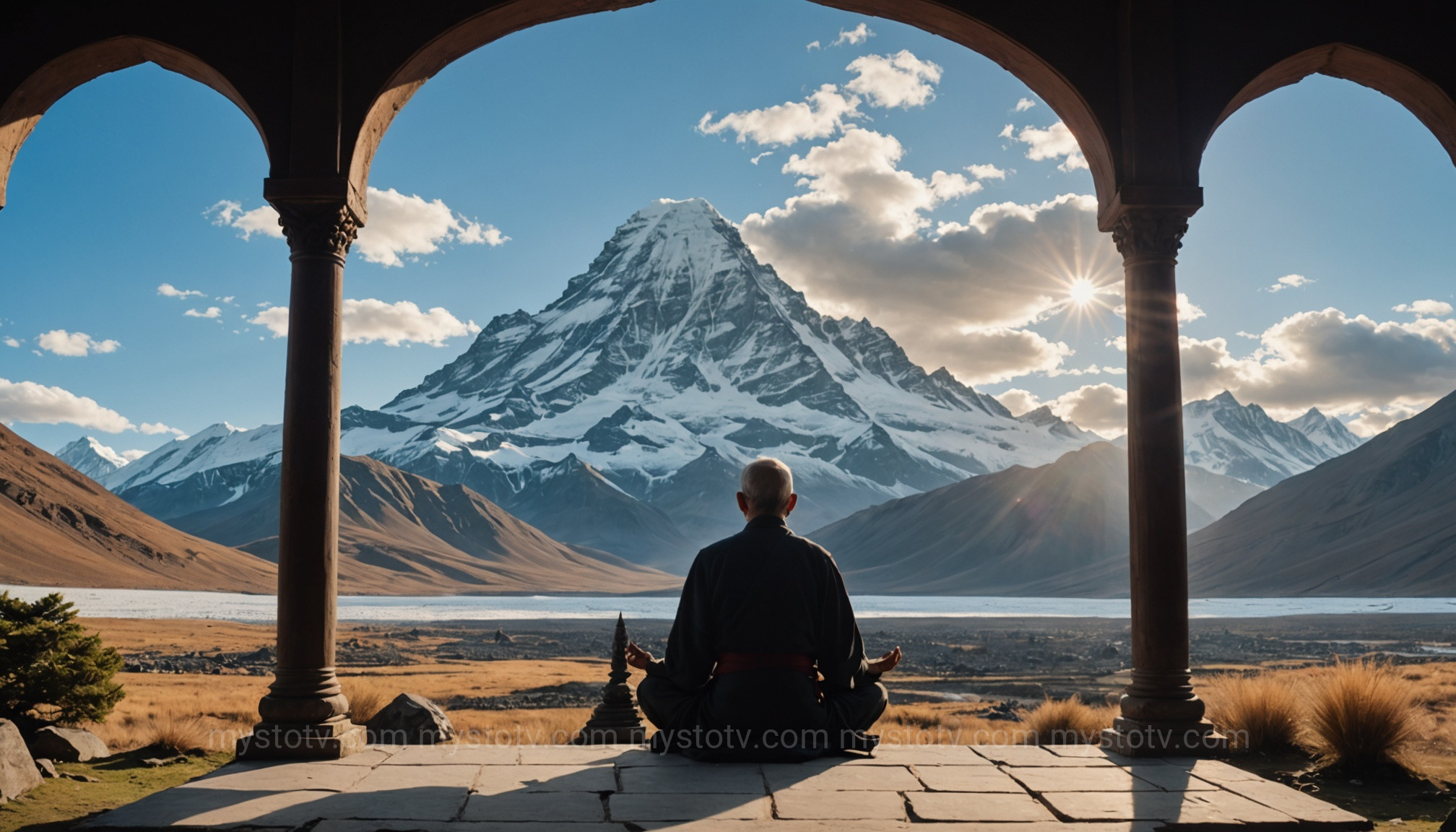 A collage of sacred places around the world, from mountains to cathedrals, illustrating common spiritual beliefs about holy sites.