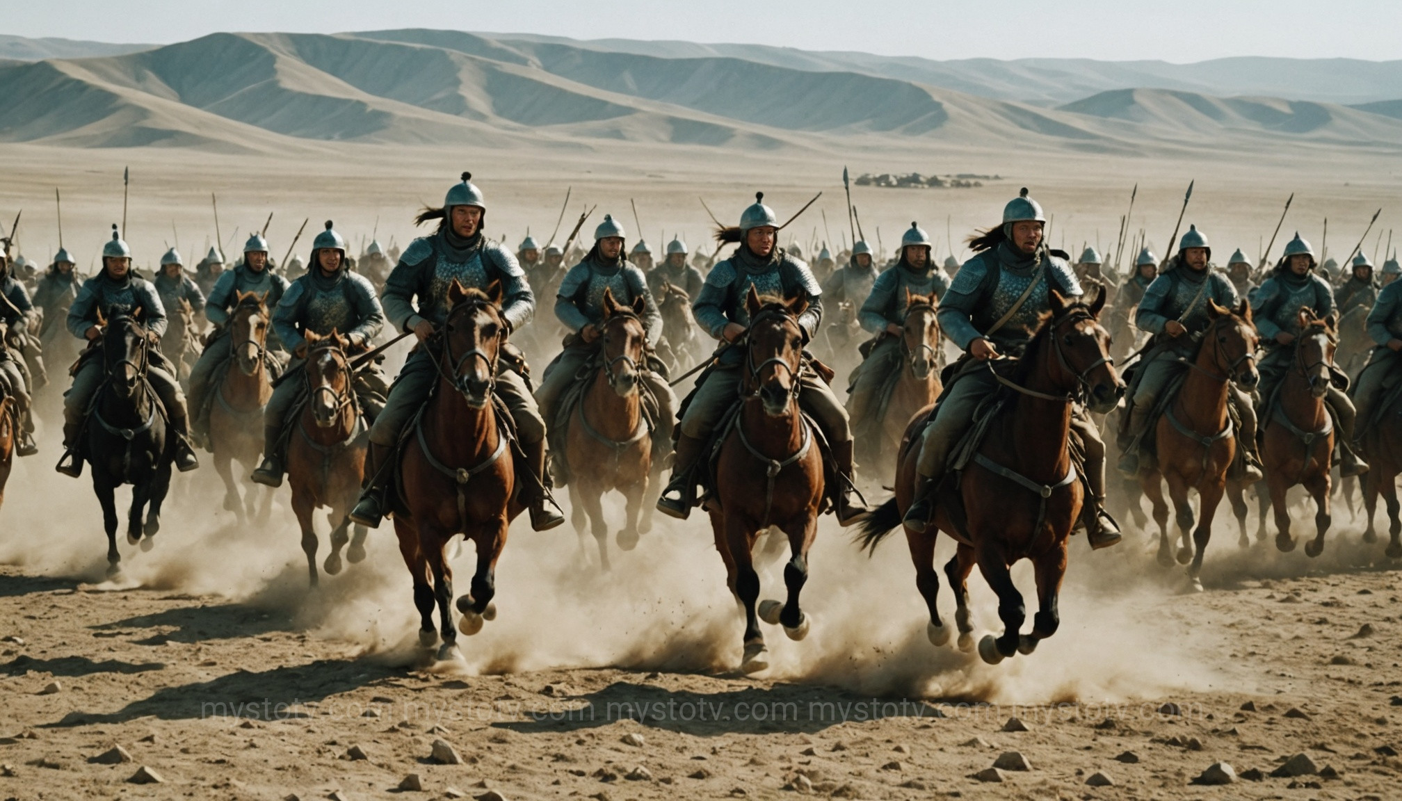 A depiction of the feigned retreat, a classic example of deceptive Genghis Khan tactics in action.
