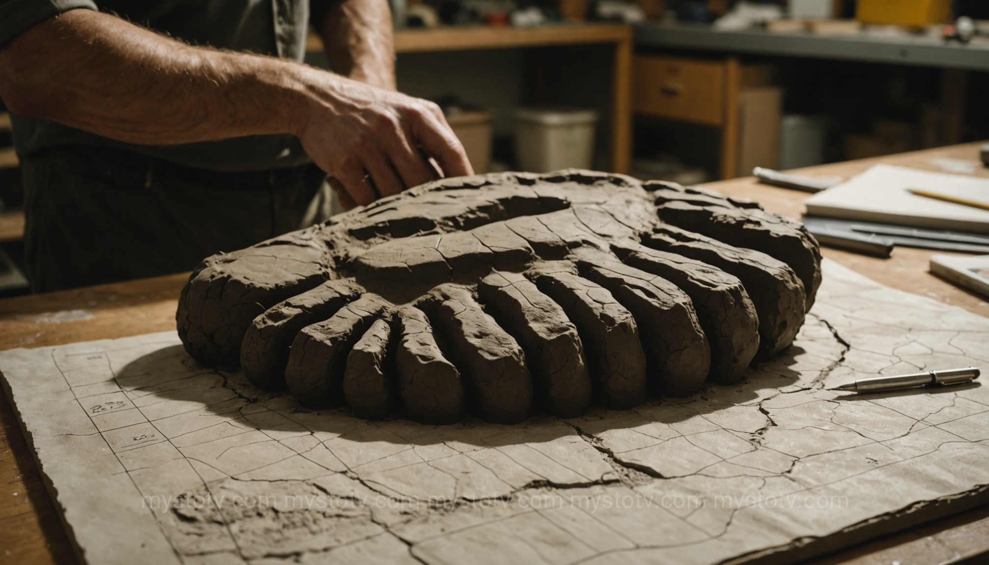 A detailed plaster cast of a potential Sasquatch footprint, the type of physical evidence that supports data points on a bigfoot sightings map.