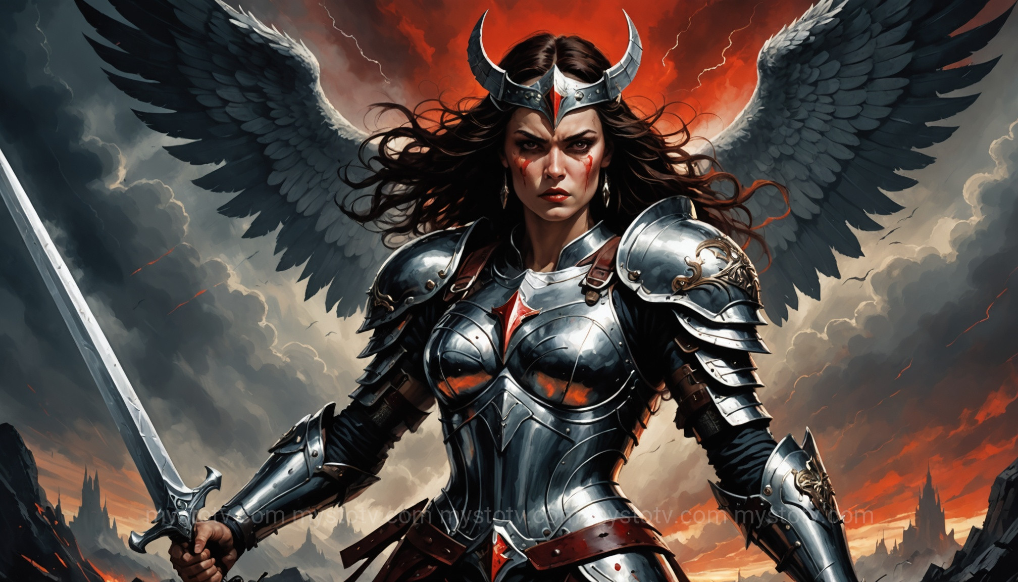 A dual-natured depiction illustrating what is a valkyrie in norse mythology, showing her as both a noble shieldmaiden and a fearsome battle-daemon.