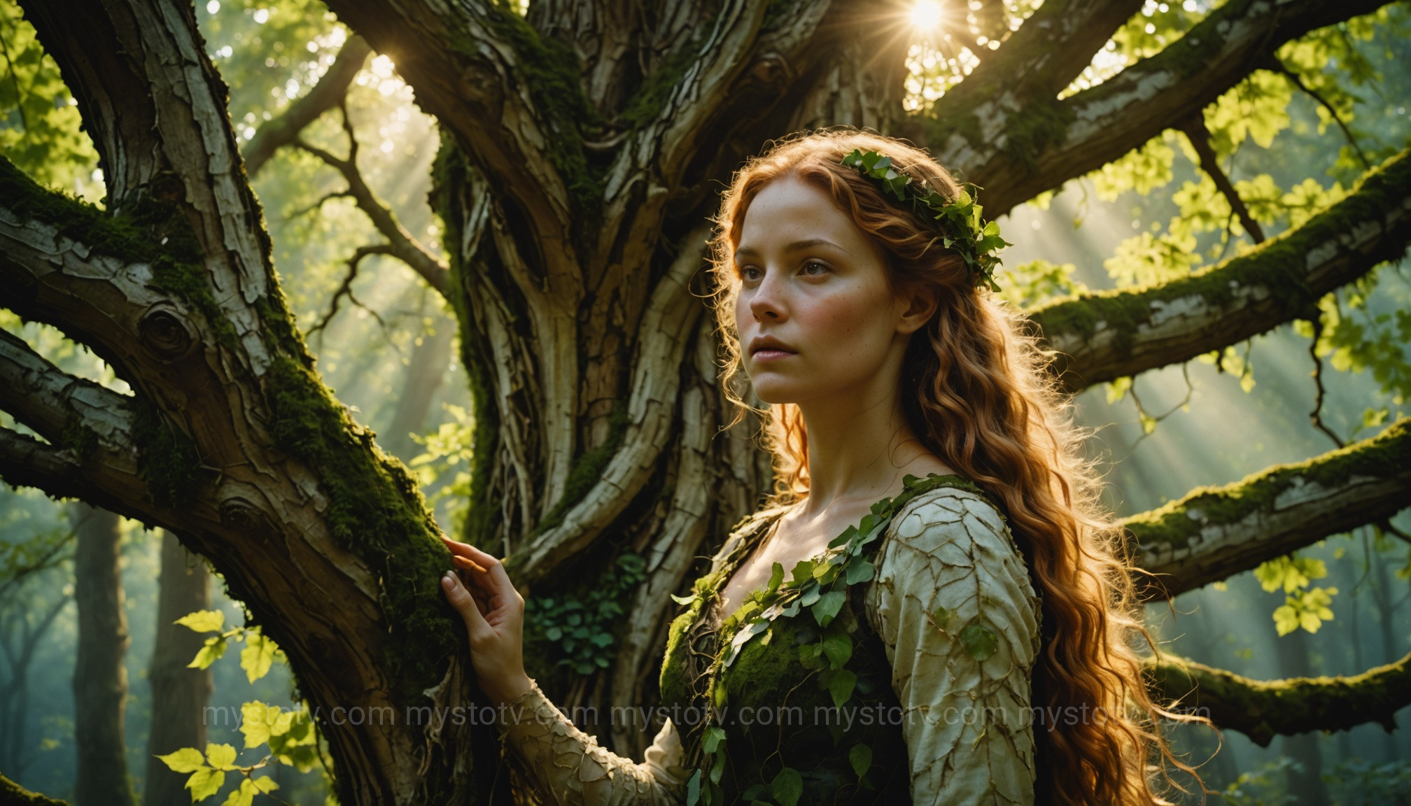 A Greek Dryad, a guardian of the forest, embodying nature in mythical spirits folklore.