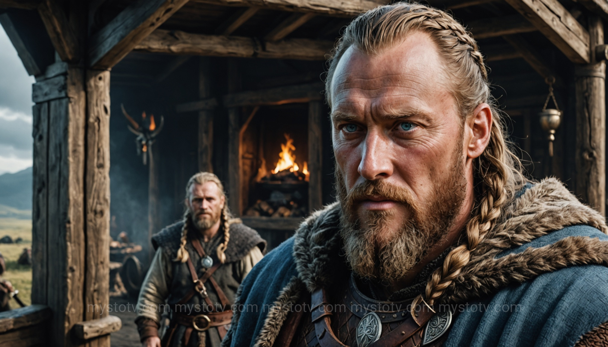 A historical depiction of the Viking king Harald Bluetooth, the unifier of Denmark.