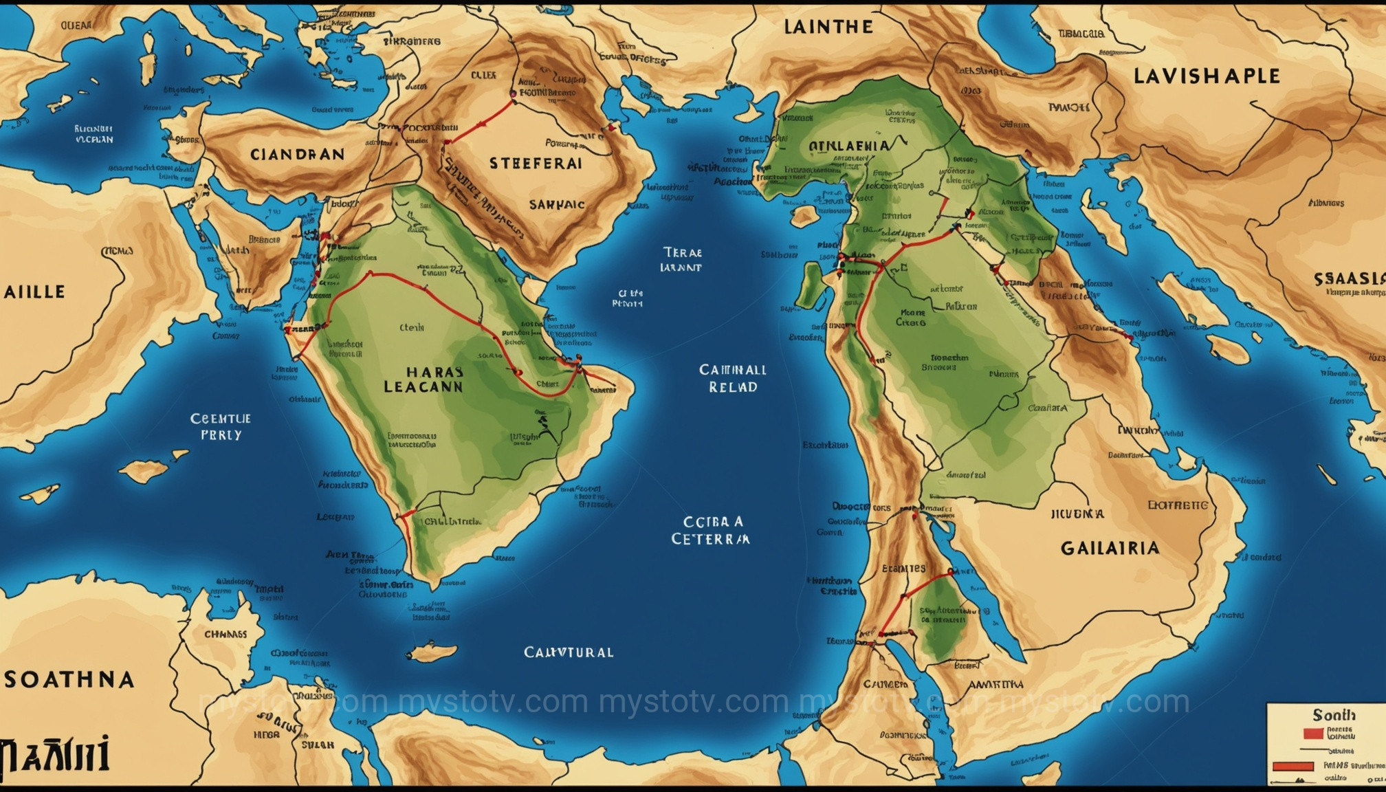 A late-period ancient Israel map showing the Hasmonean and Herodian kingdoms within the context of the Roman Empire\'s influence.