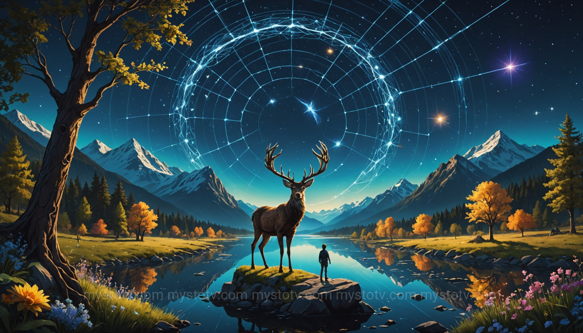 A luminous web of life connecting all of nature, illustrating the principle of kinship in how animism beliefs explained interconnectedness.