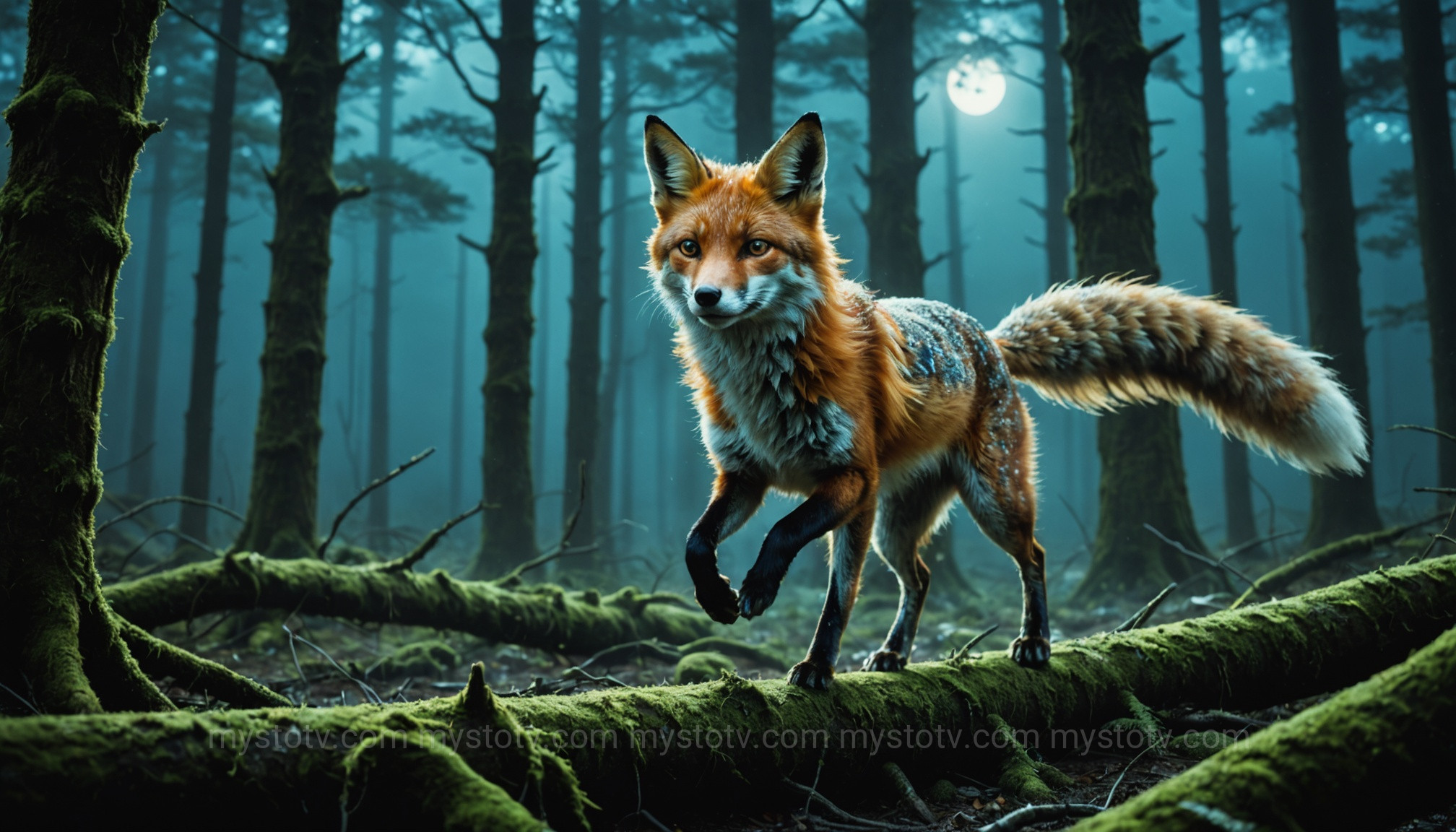 A magical fox creating kitsunebi (fox-fire), a powerful ability from the Japanese kitsune myth.
