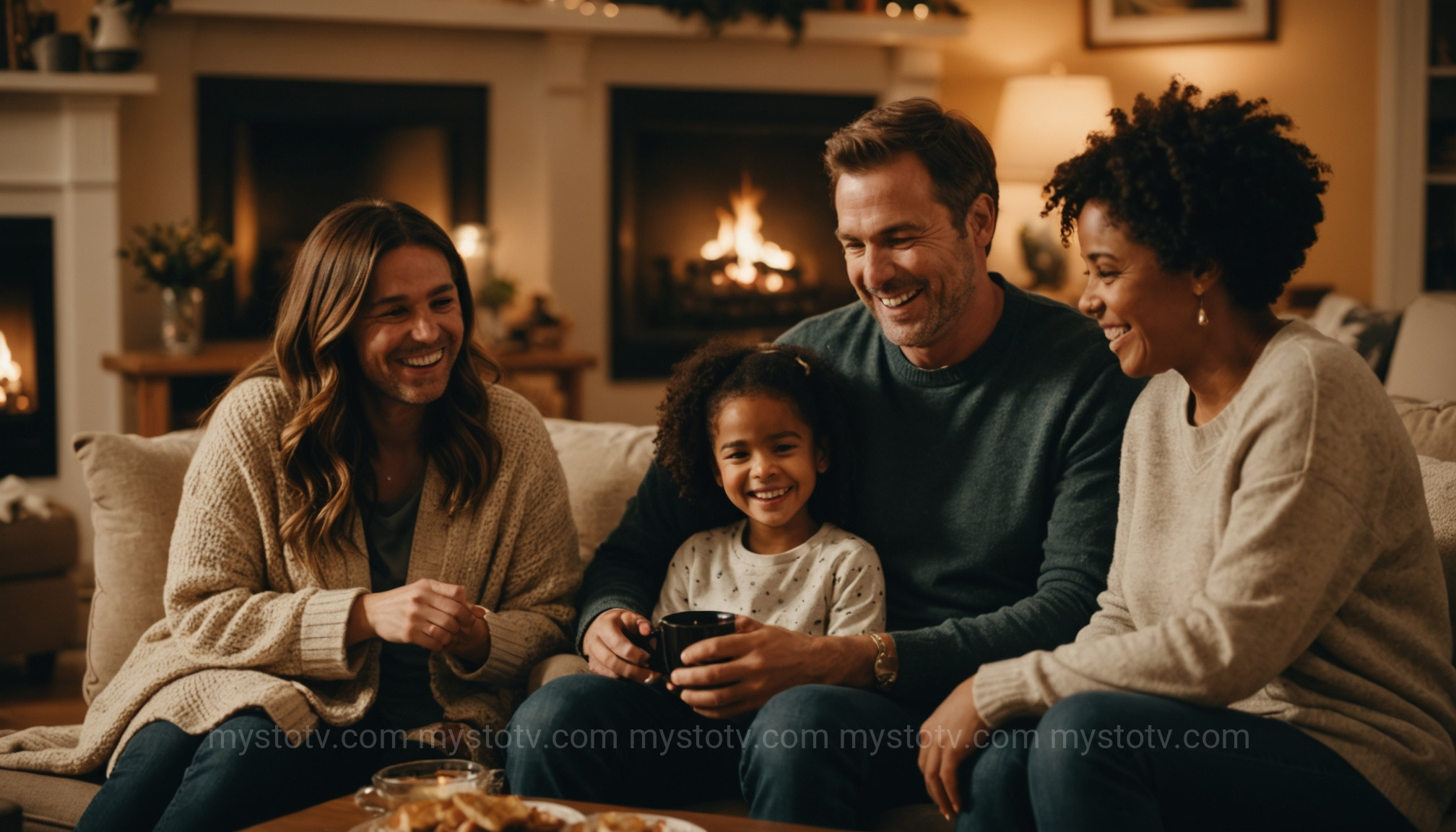 A modern family enjoying their home, showing the enduring legacy of who is Hestia goddess of.