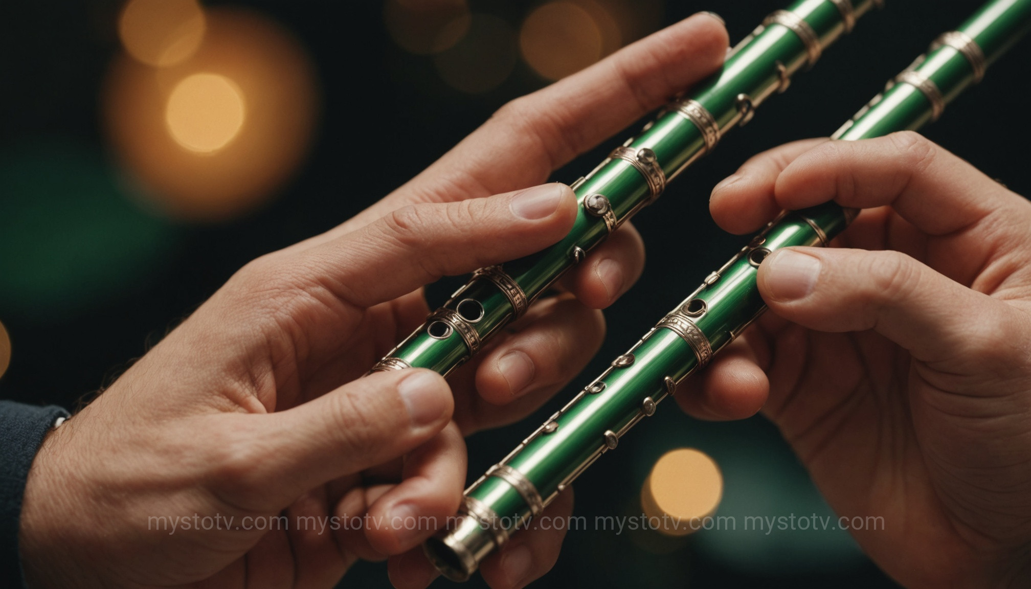 A person demonstrating the correct hand position for learning the tin whistle.