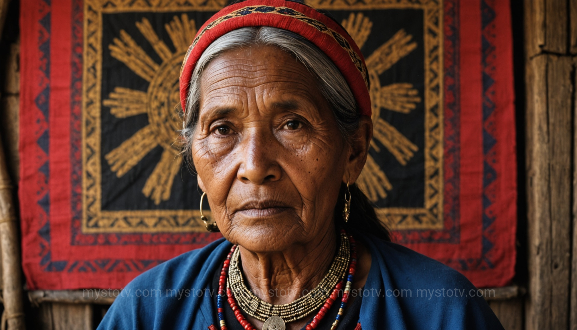 A portrait of a T\'boli dreamweaver, the custodian of sacred traditional filipino weaving patterns known as T\'nalak.