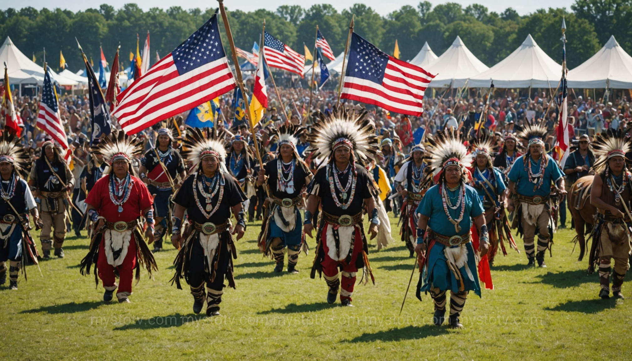 A procession of dancers during the Grand Entry, a key part of understanding what is a pow wow dance and its significance.