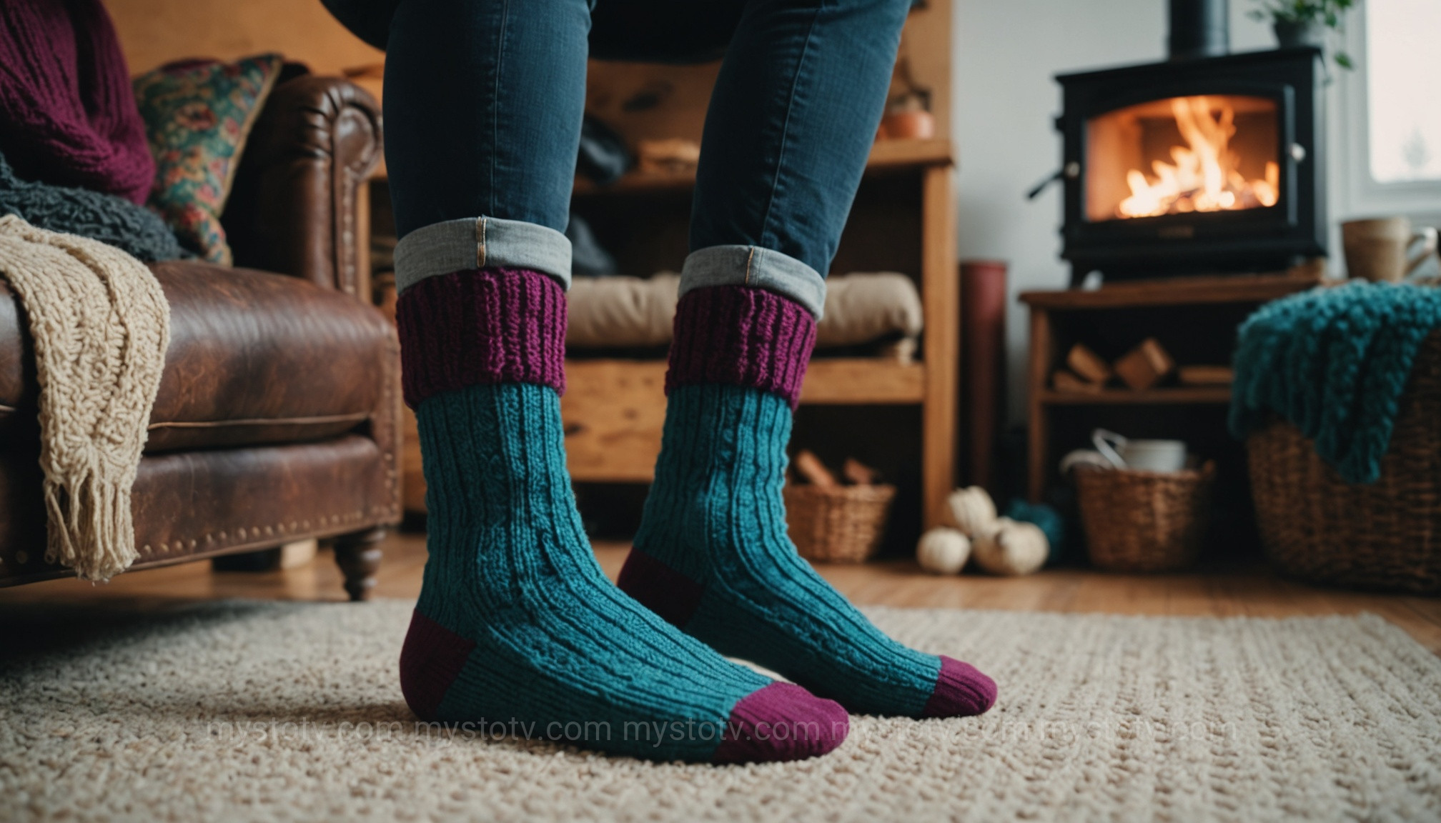 A sock with a colorful, decorative patch, showing a creative approach to how to darn a sock using the visible mending technique.