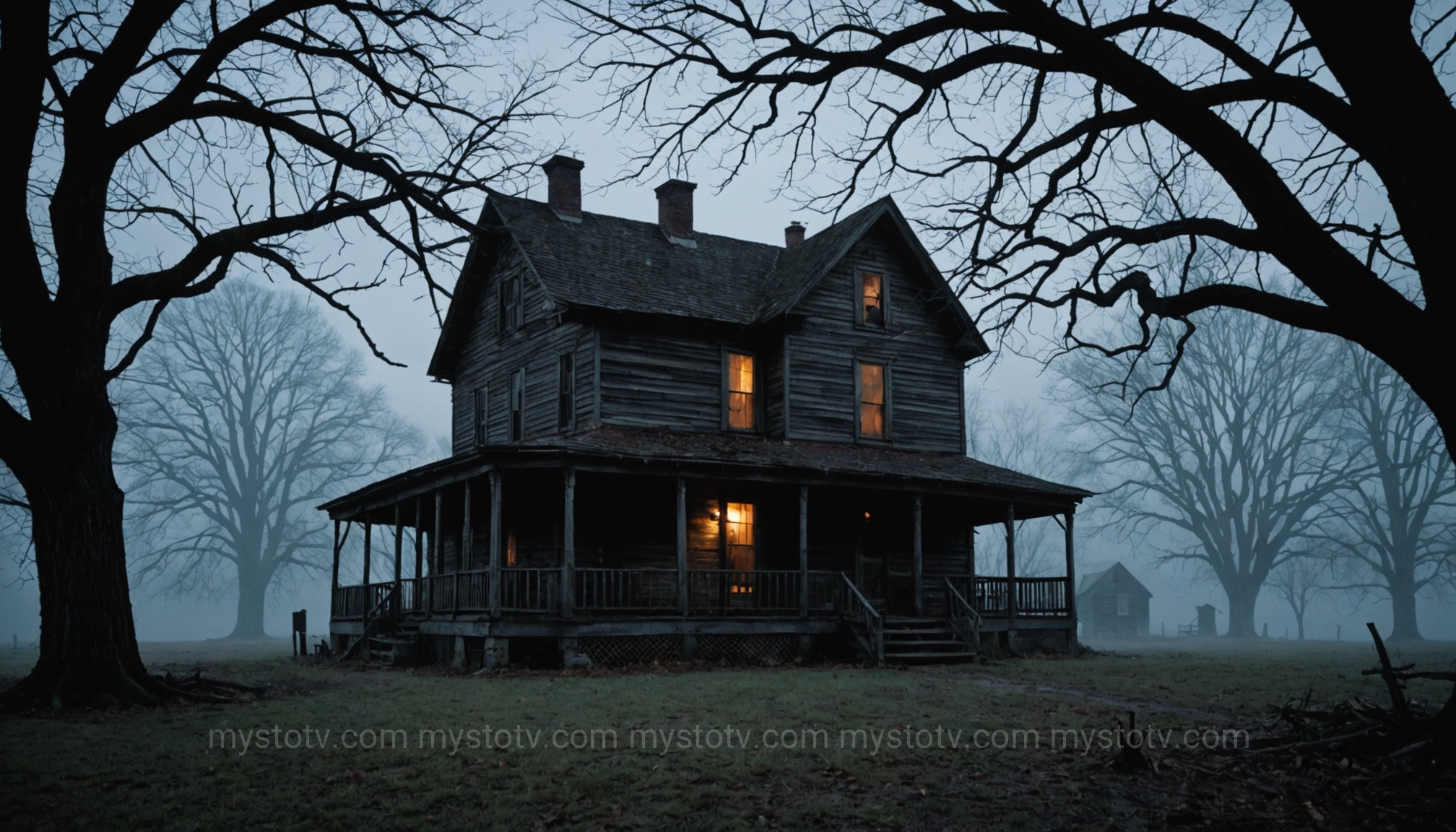 A spooky 19th-century farmhouse, the setting for the Bell Witch haunting and its historical poltergeist evidence.