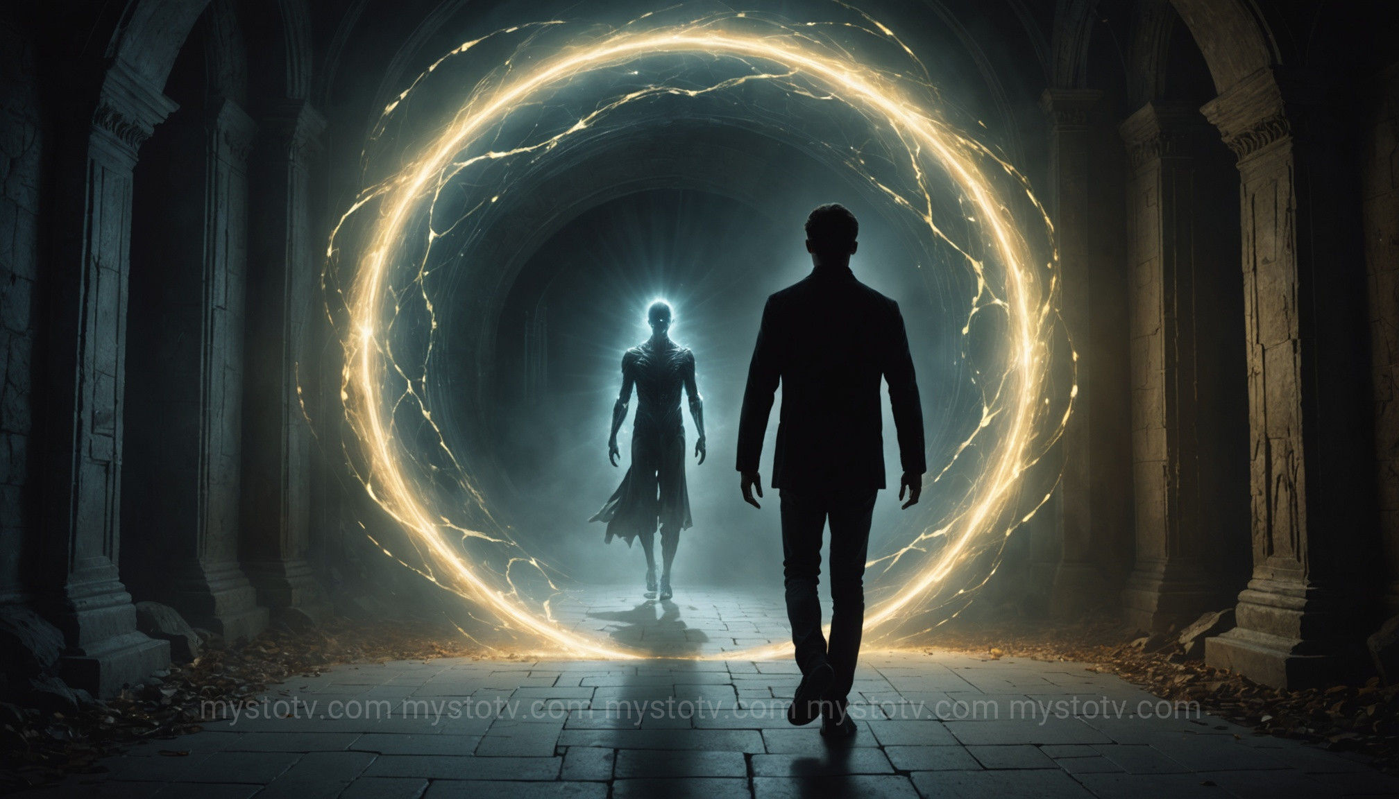 A symbolic depiction of the journey to the afterlife, illustrating common spiritual beliefs about reincarnation and paradise.