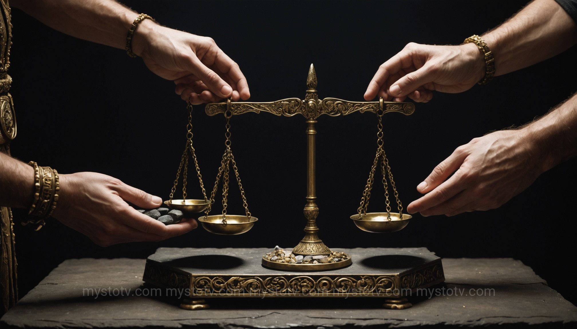 A symbolic image of scales representing karma, a core tenet of many common spiritual beliefs about cosmic justice.