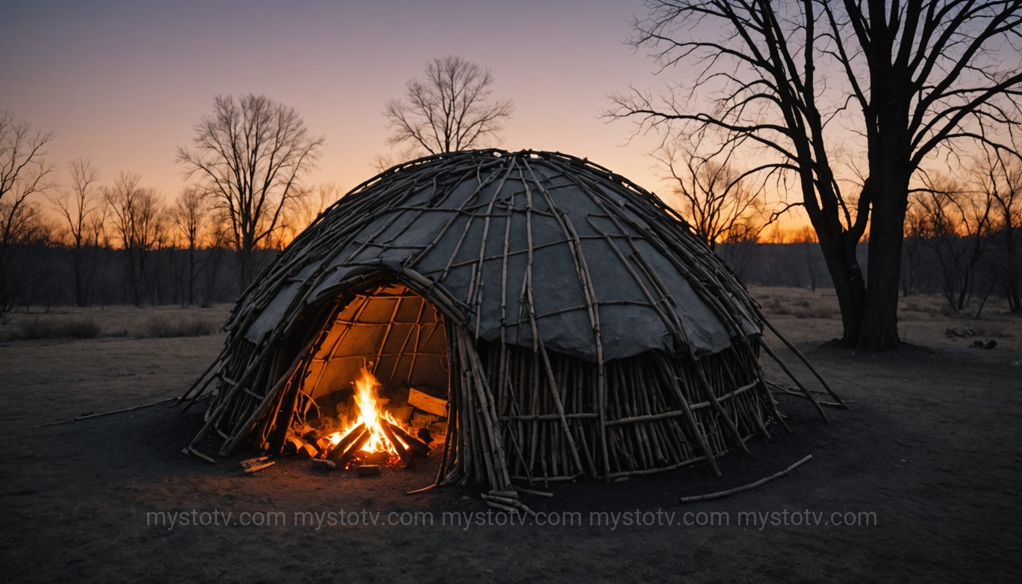 A traditional sweat lodge structure used for purification in spiritual healing ceremonies.