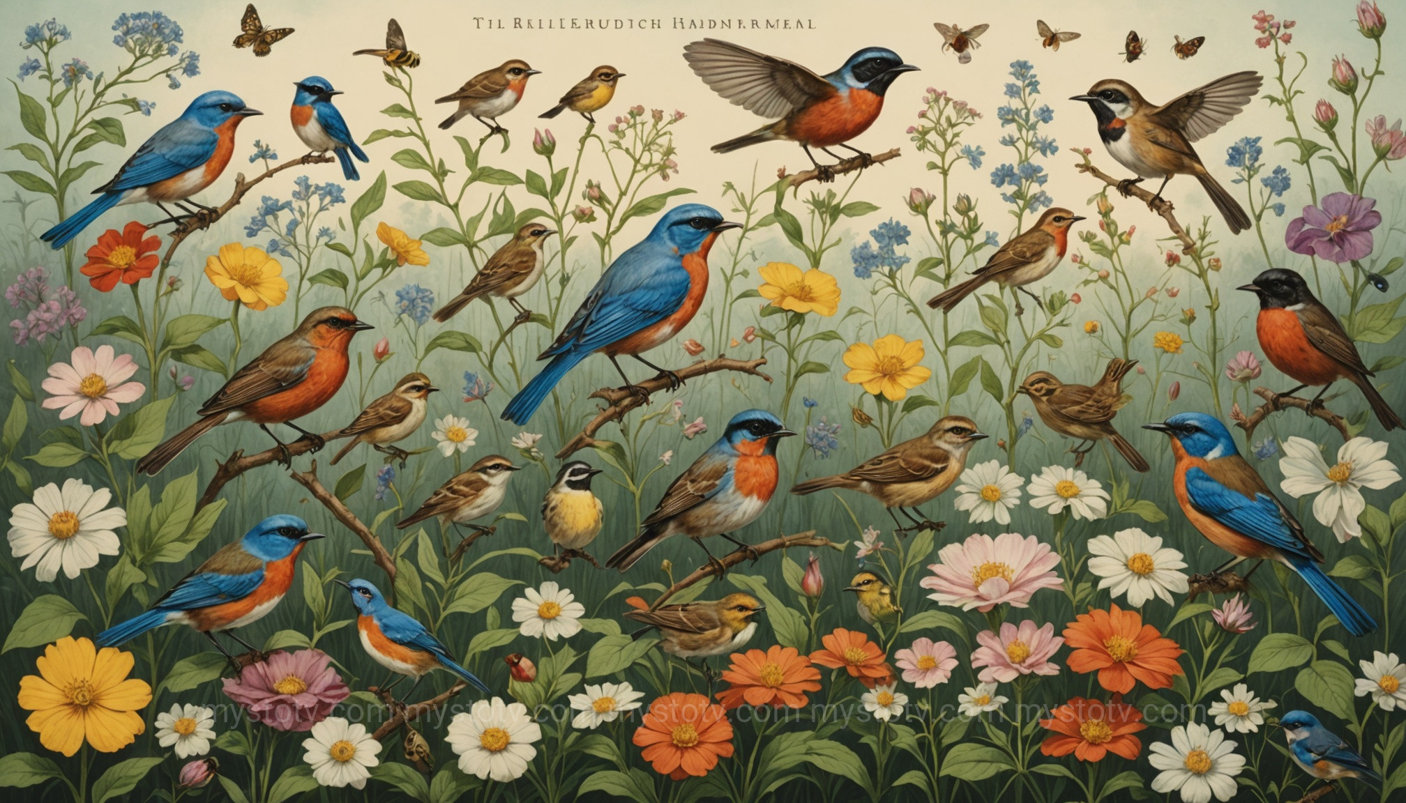 A Victorian illustration of birds and bees, showing the historical context of what is the birds and the bees (origin story).