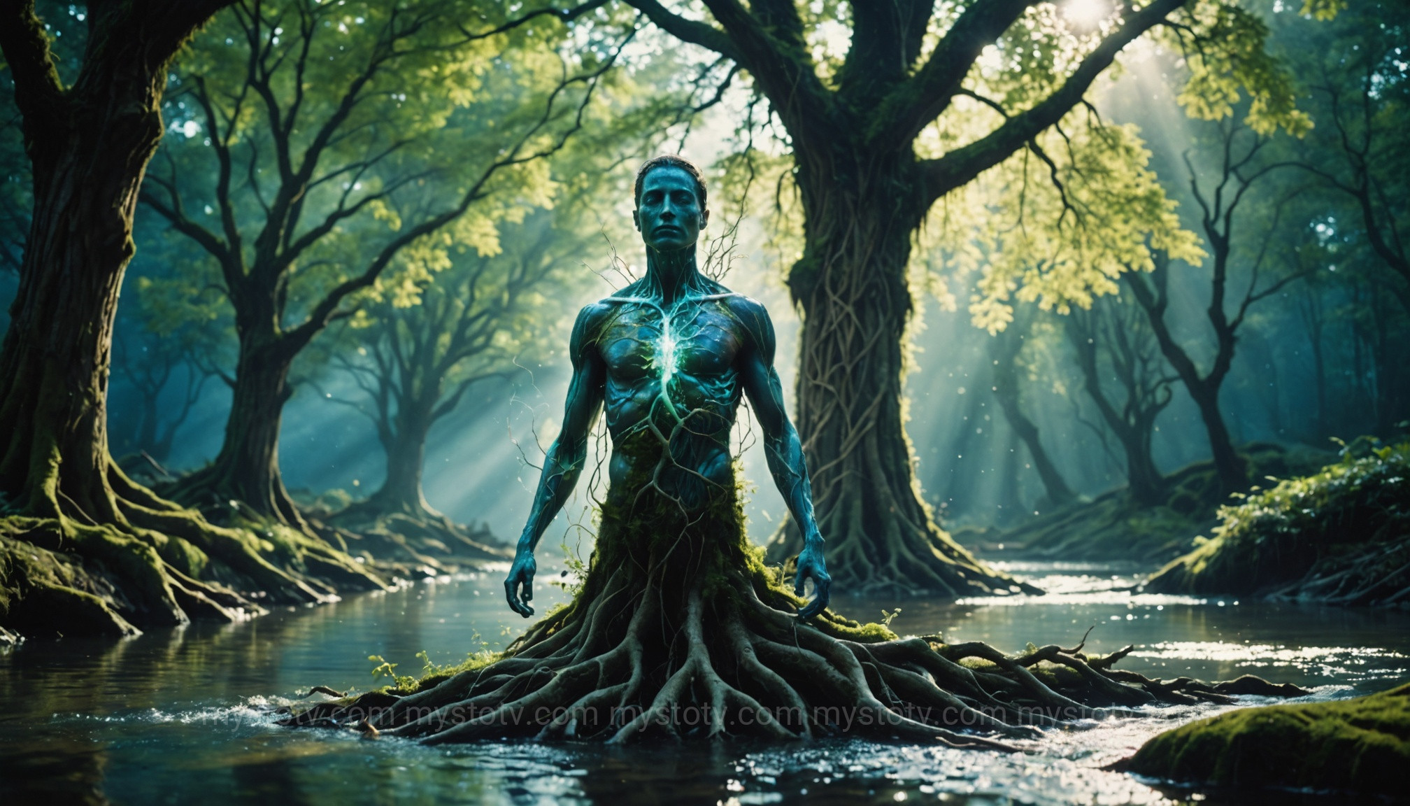A visual representation of ego death, a common unitive state in mystical experiences where the self merges with the universe.