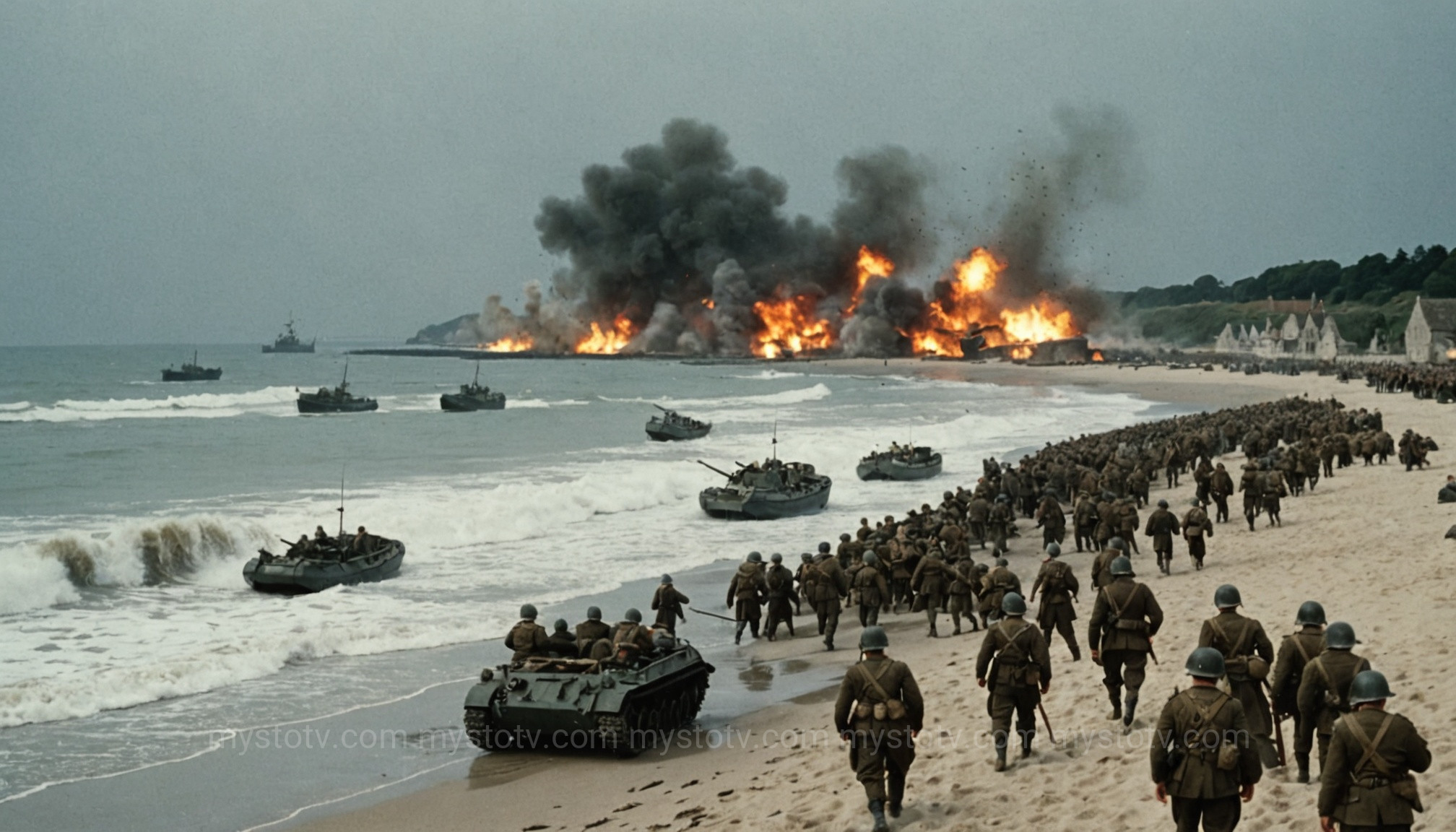 Allied soldiers landing on Omaha Beach during D-Day, a critical offensive in the 1944 world war 2 timeline.
