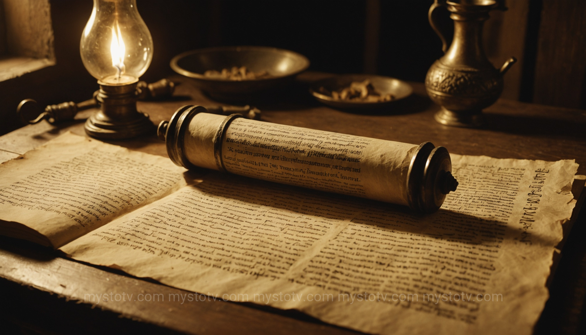 An ancient scroll on a desk, representing the biblical basis for how the holy trinity explained.