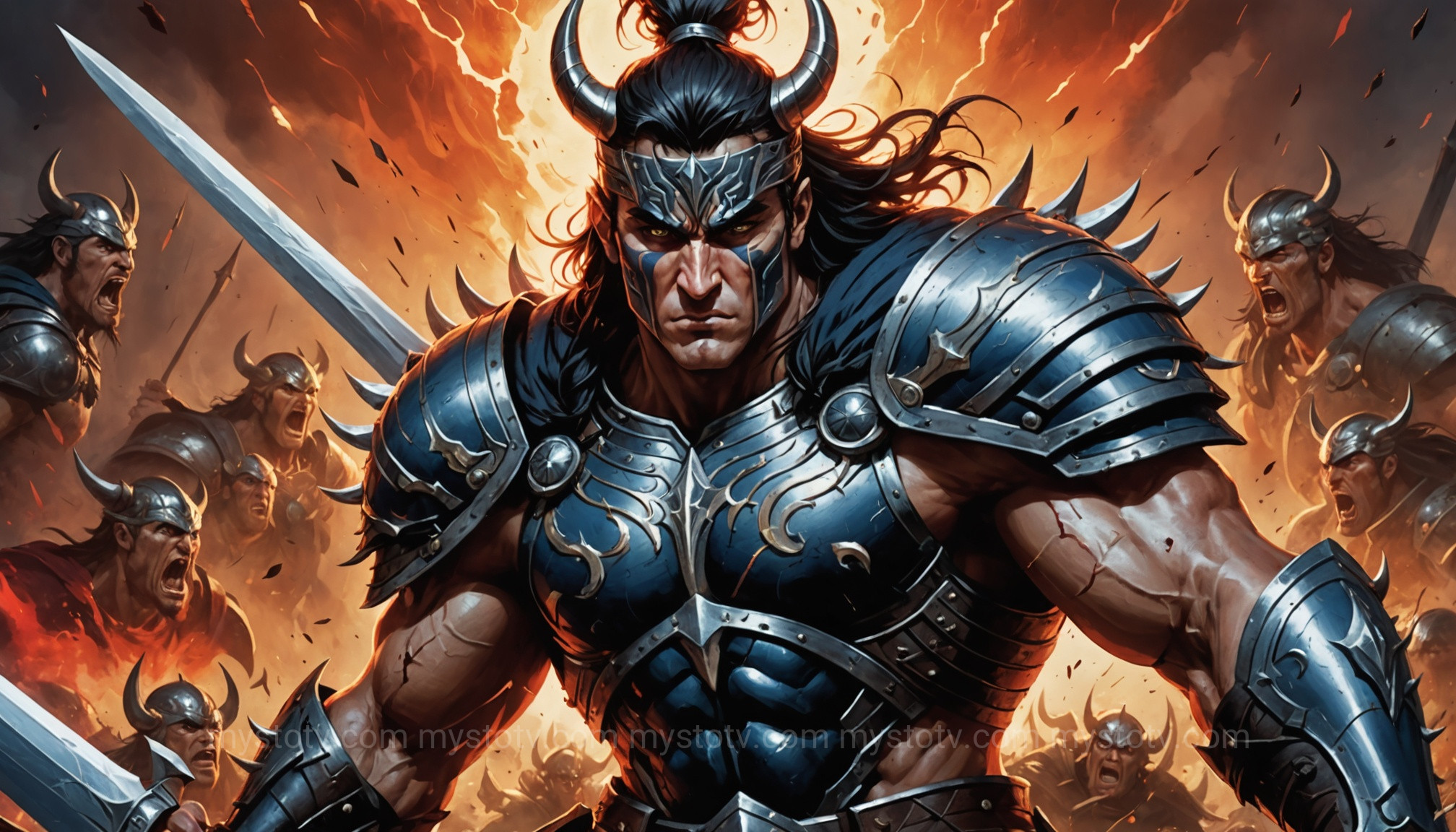 An artistic interpretation of the hero Cú Chulainn\'s battle frenzy, a key element of this collection of Irish folk tales.