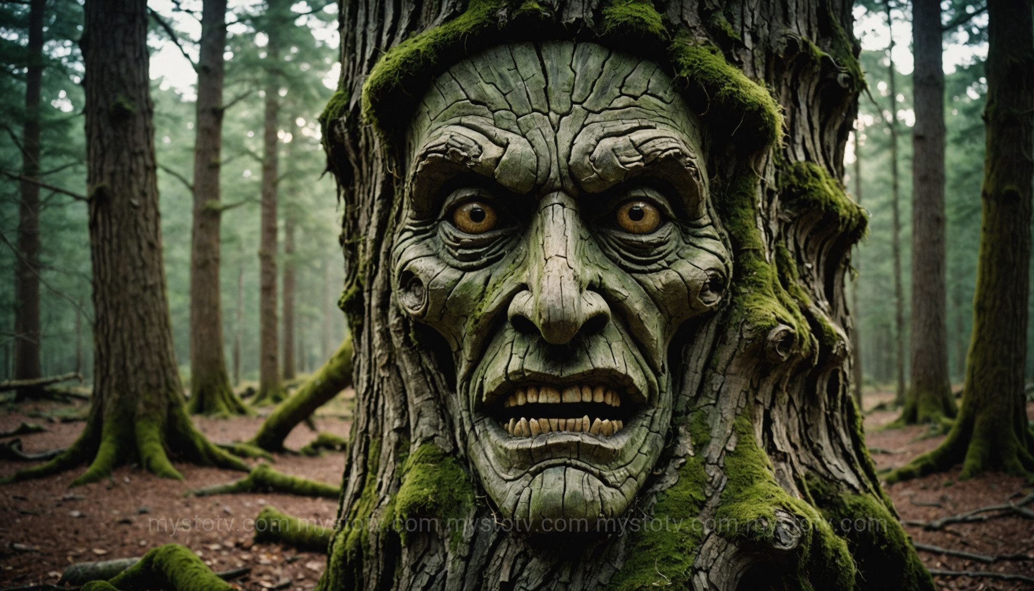 An example of pareidolia in a tree, a key concept in the psychological ghost photography analysis of seeing faces in random patterns.