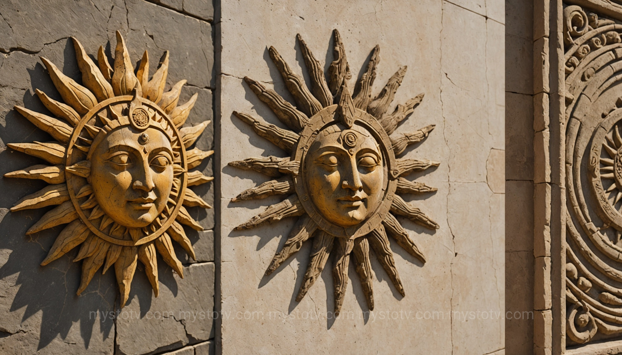 An image showing the evolution of the sun\'s symbolism from ancient sun deity worship to a modern icon for energy and hope.