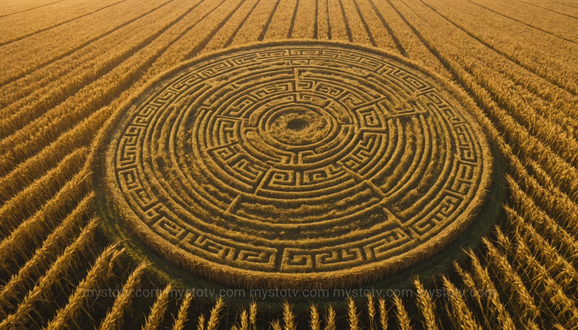 An intricate geometric design illustrating a complex crop circle image meaning found in a Wiltshire field.