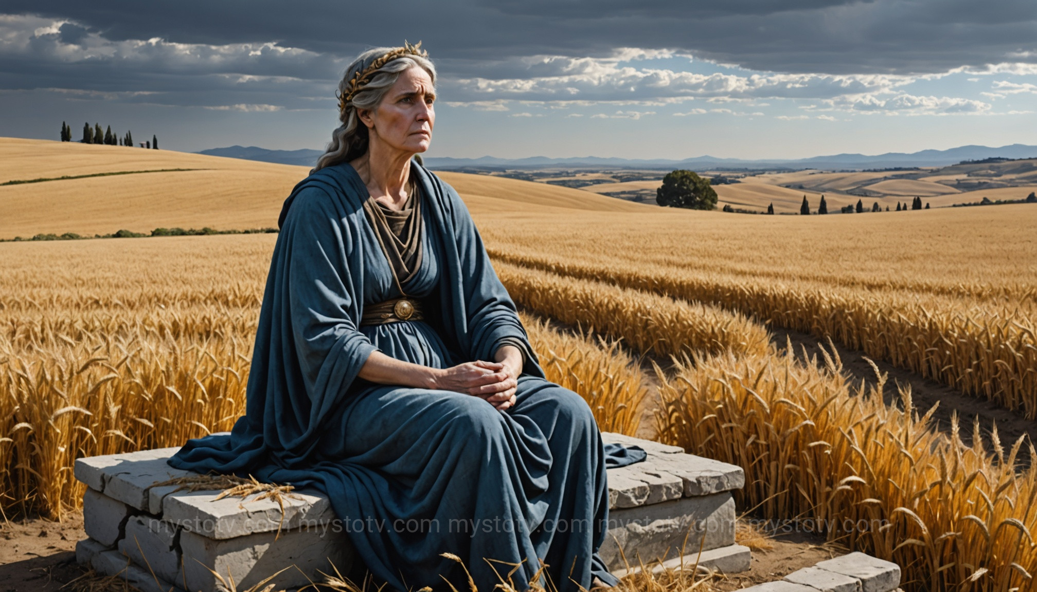 Demeter\'s grief causing the world to wither, a pivotal part of the story of Persephone and Hades that explains the seasons.