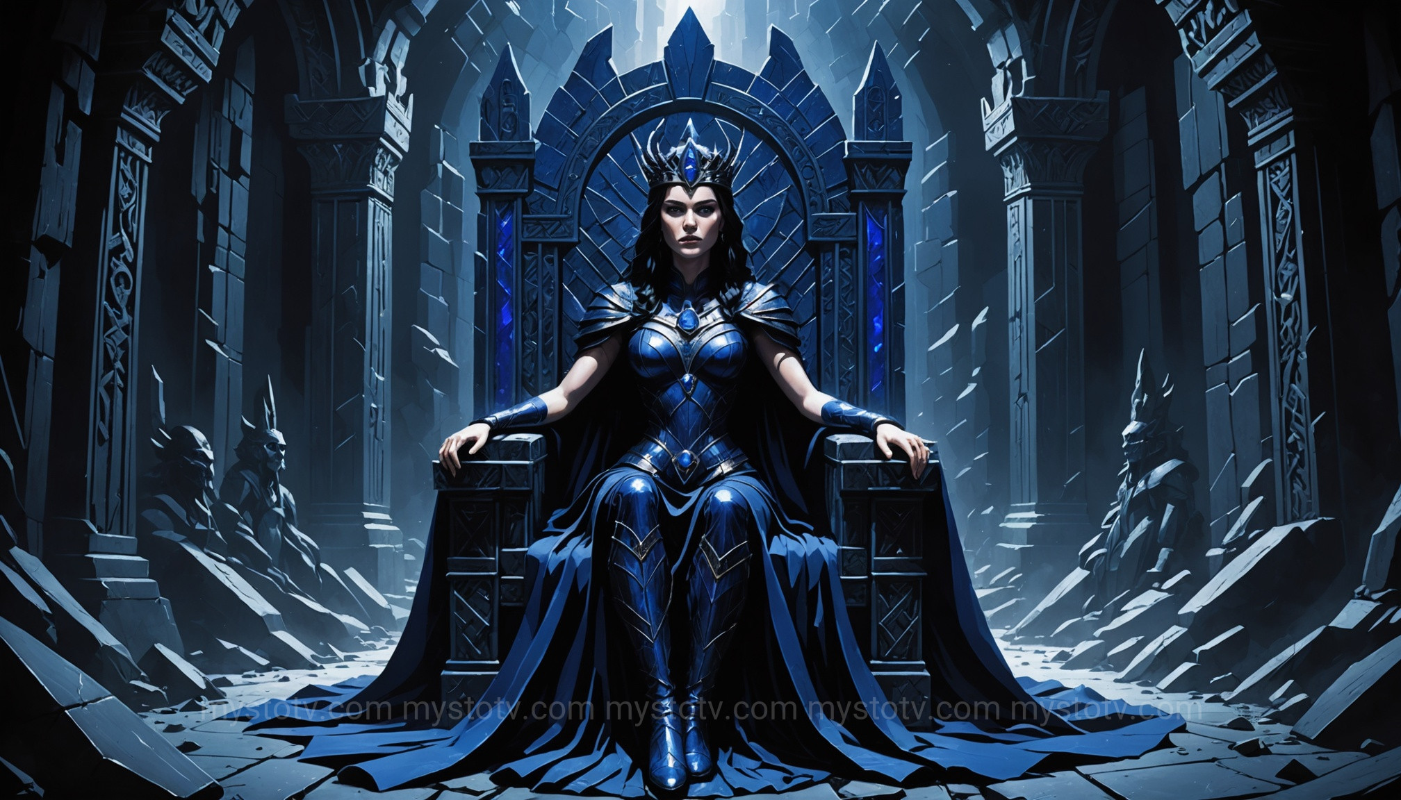 Ereshkigal on her underworld throne, an iconic image of the forgotten goddesses of mythology.