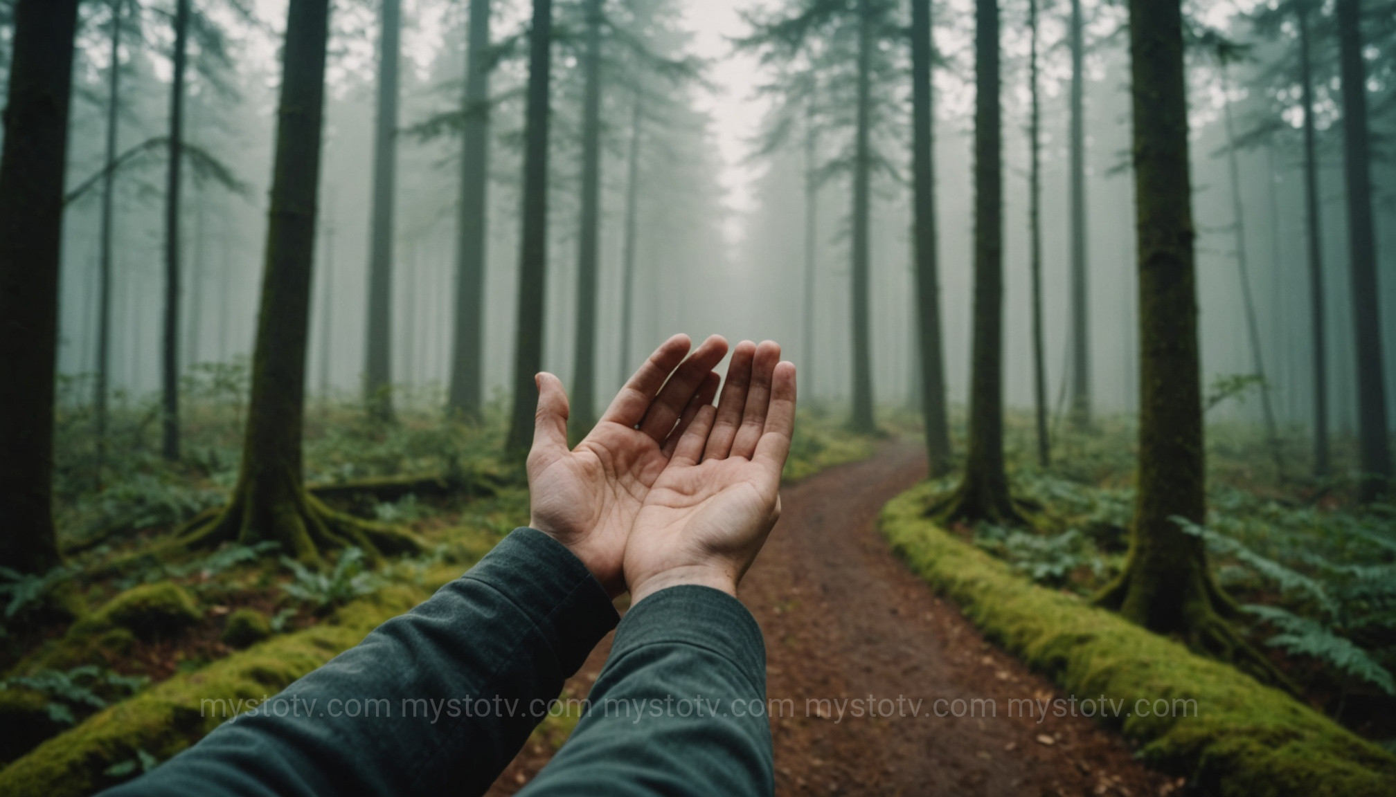 Hands clearing away fog to reveal a clear path, representing a myth-busting karma law explanation.