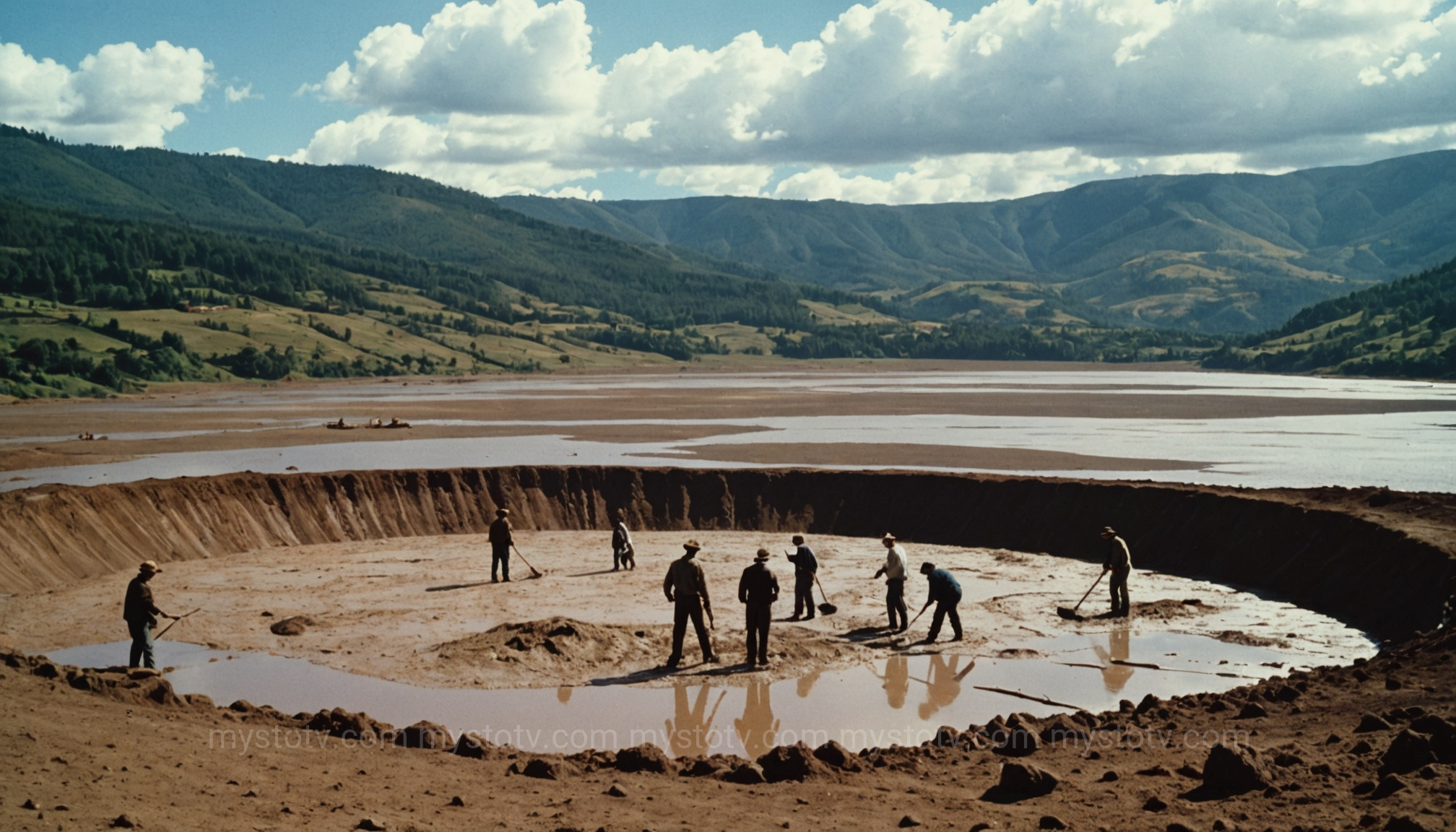 Historical attempt to drain Lake Guatavita to find treasure, part of the search tied to the legend of El Dorado city of gold.