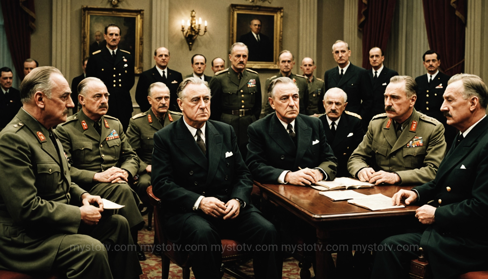 Roosevelt, Churchill, and Stalin at the Yalta Conference, a key meeting in the final 1945 world war 2 timeline.