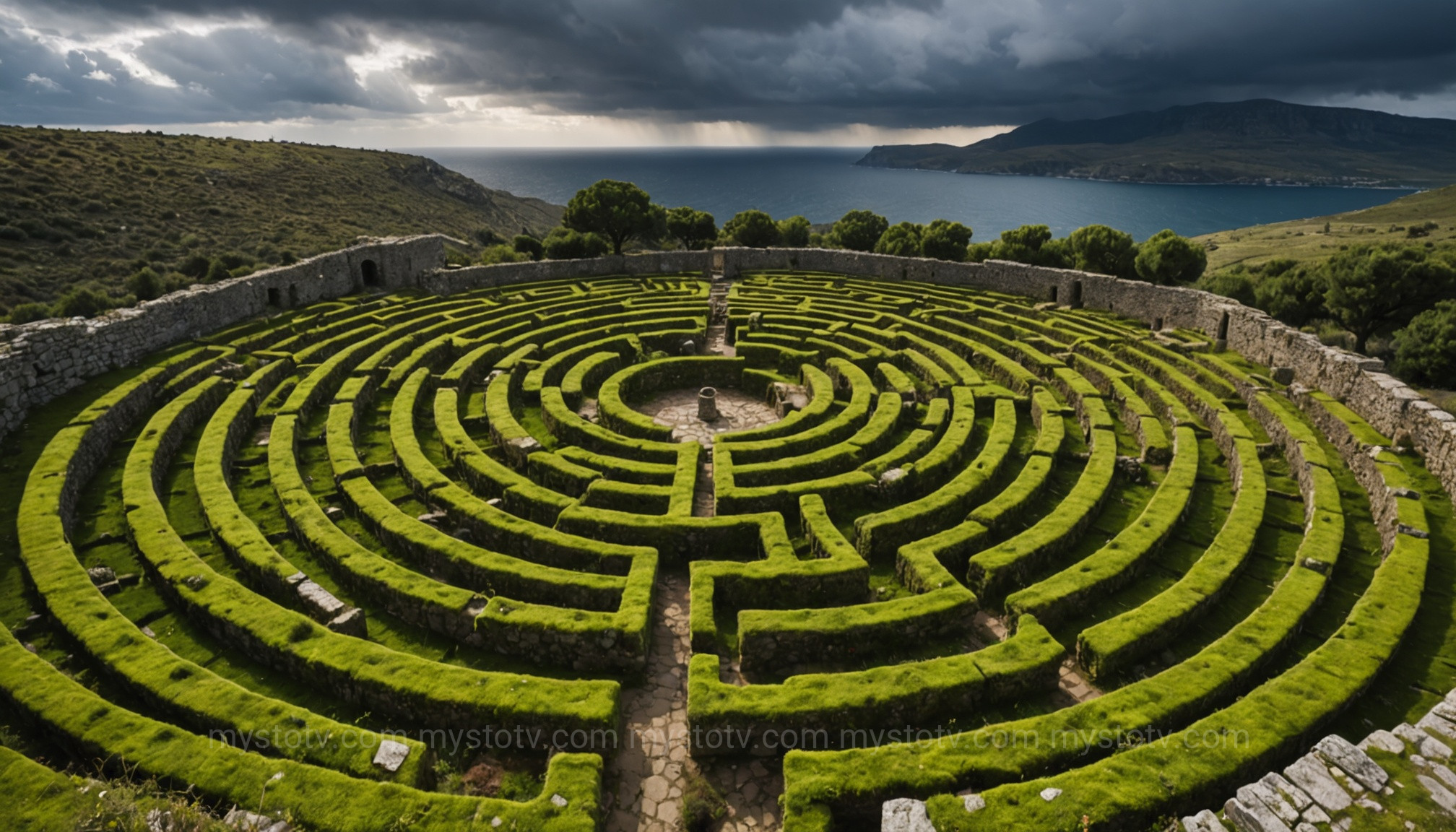 The complex Labyrinth on Crete, the prison at the start of the tragic story of Icarus and Daedalus.