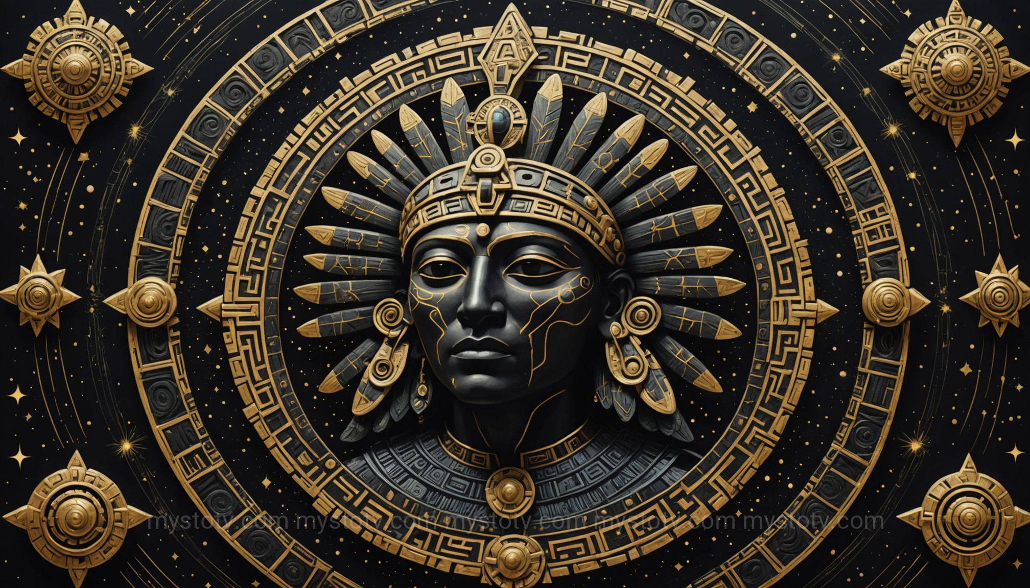 The dual god Ometeotl, representing the core concept of duality in the Aztec creation story.