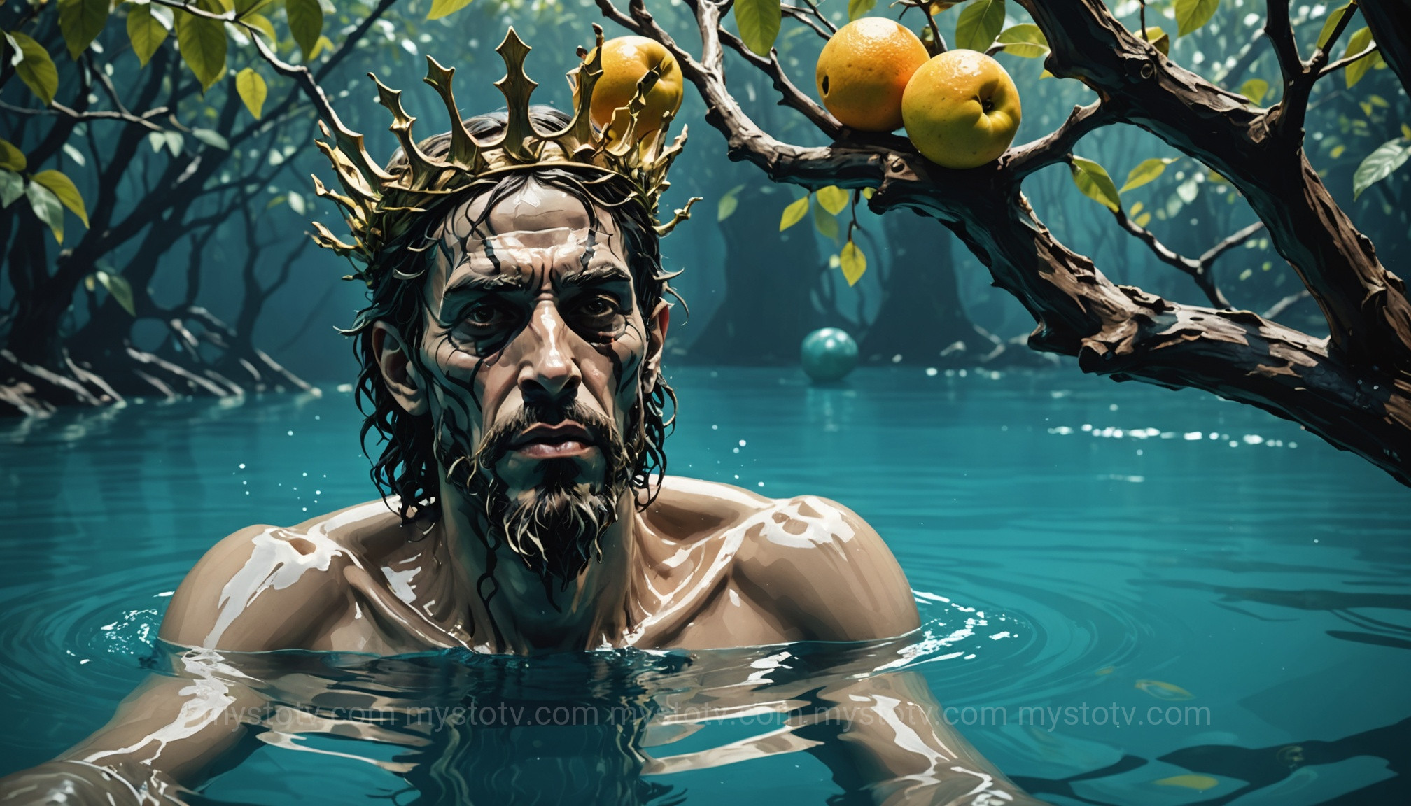 The eternal thirst and hunger of Tantalus, a punishment that helps define what is Tartarus in Greek mythology.