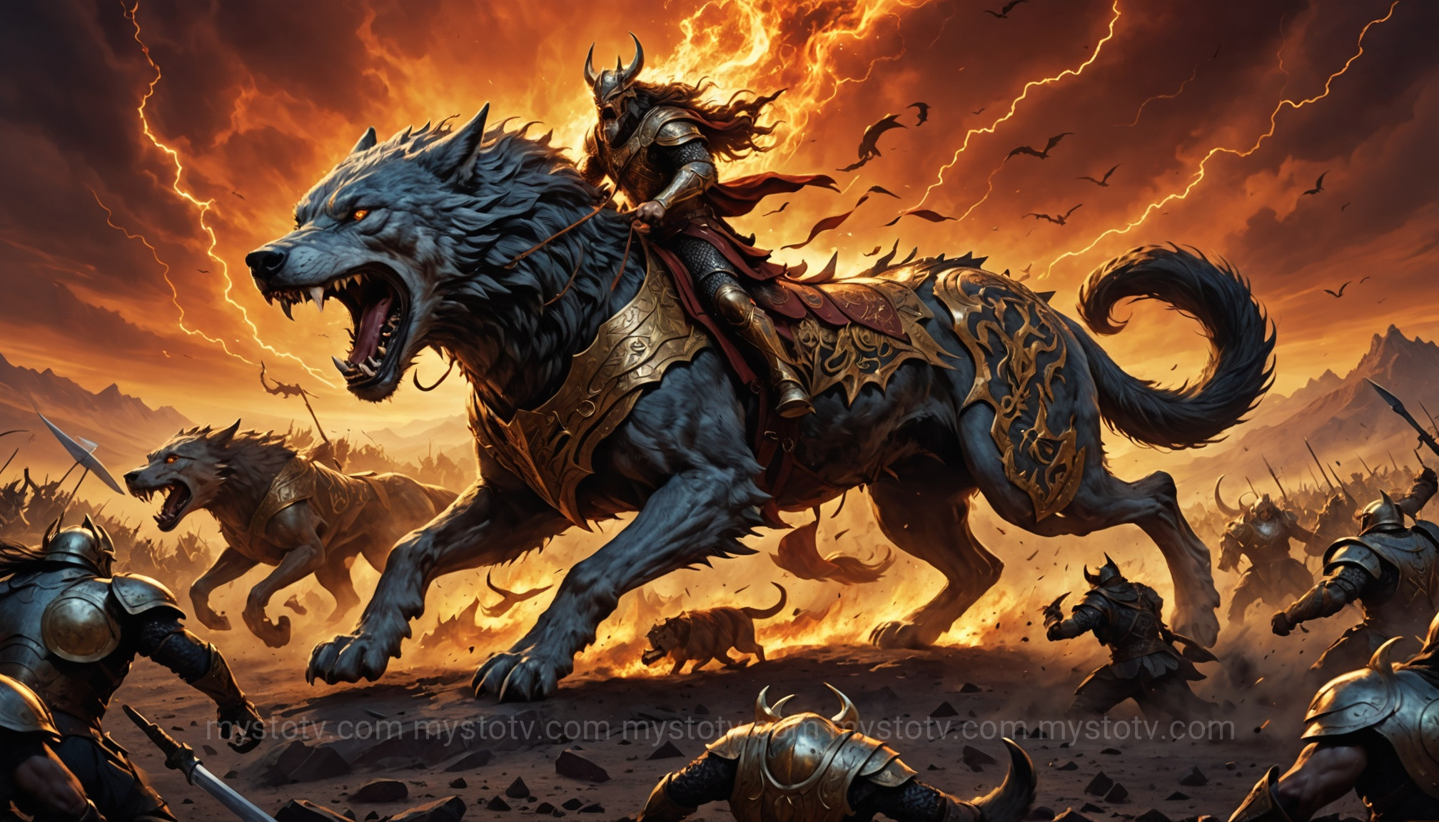 The final battle of Ragnarok shows Odin fighting Fenrir, a key event in what is Ragnarok in Norse mythology.