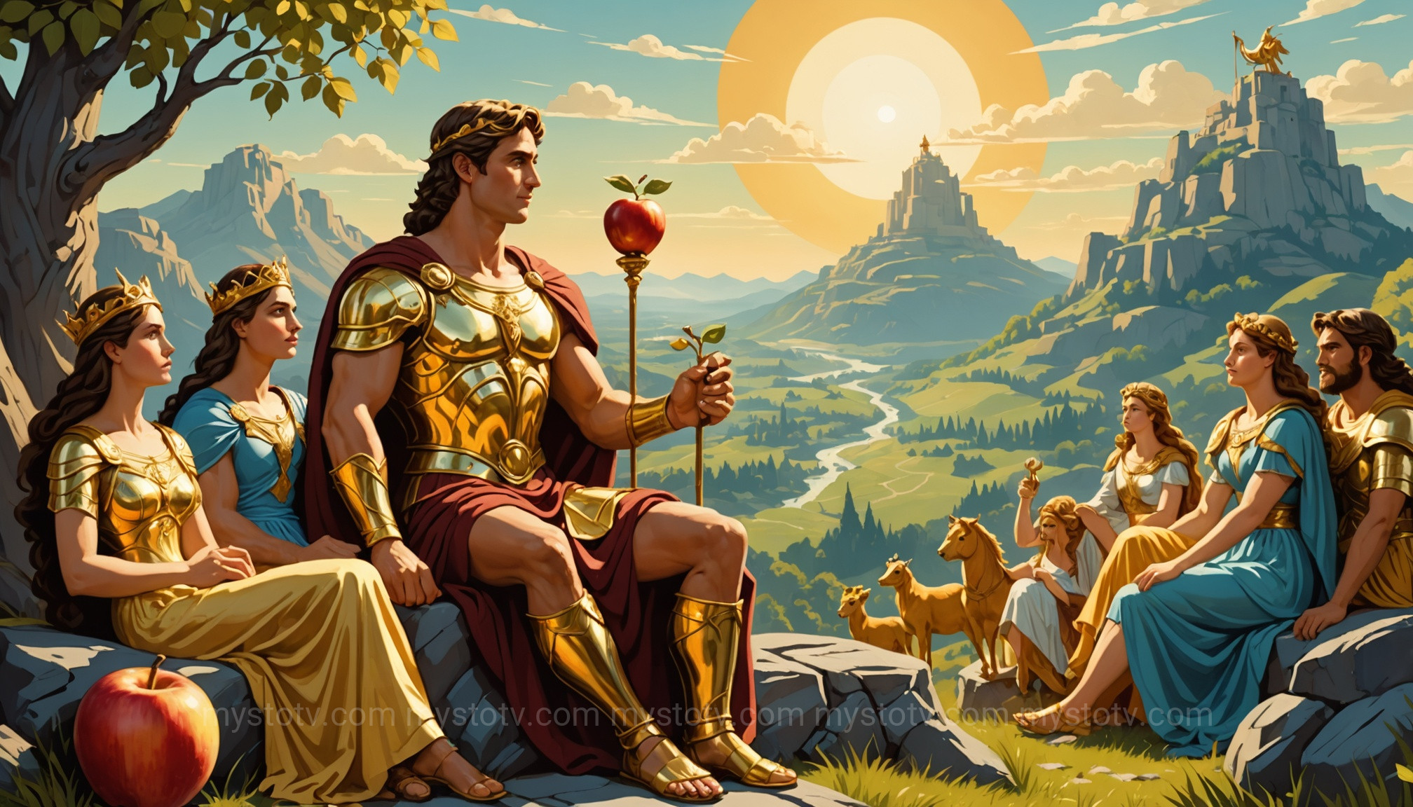 The Judgement of Paris, a key event instigated by the Eris goddess of chaos.