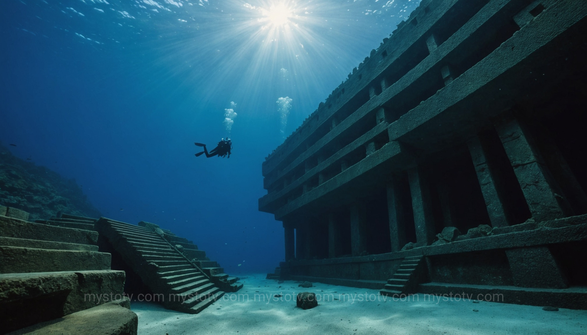 The mysterious underwater Yonaguni Monument, a potential site of physical evidence for lost civilizations.