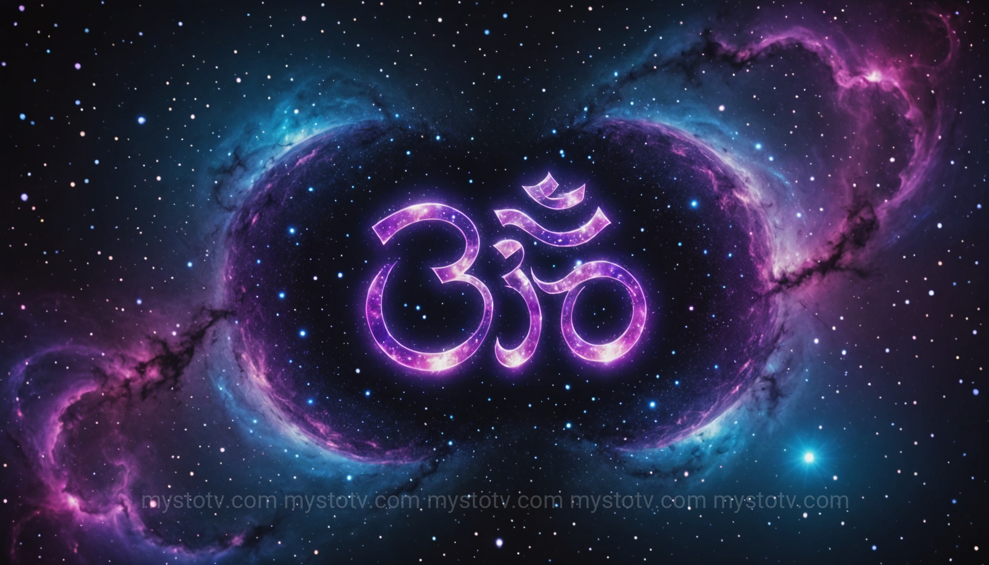 The Om or Aum, a vibrational and visual sacred symbol from Eastern philosophy representing creation.