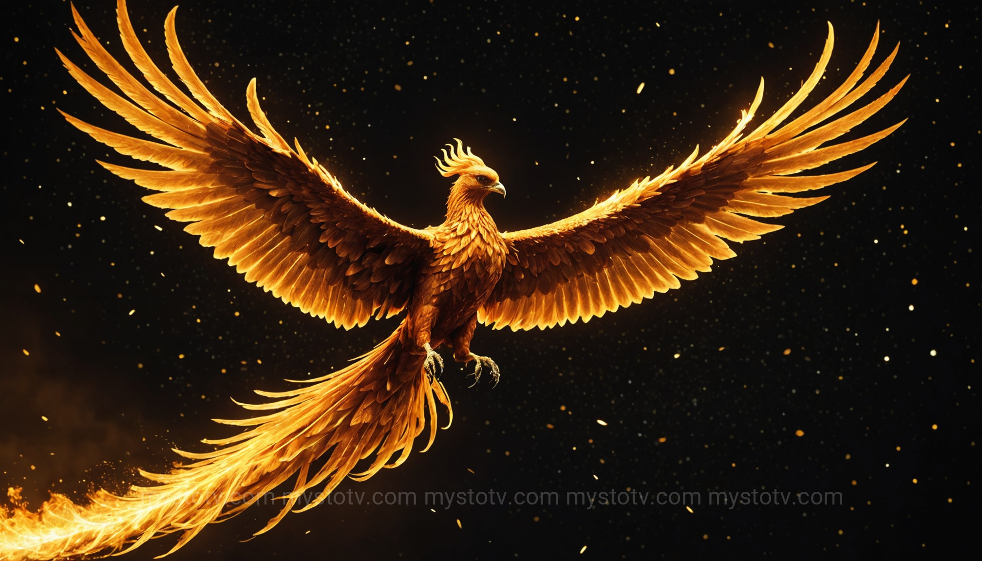 The phoenix, a type of fiery dragon bird, symbolizes rebirth and immortality in mythology.
