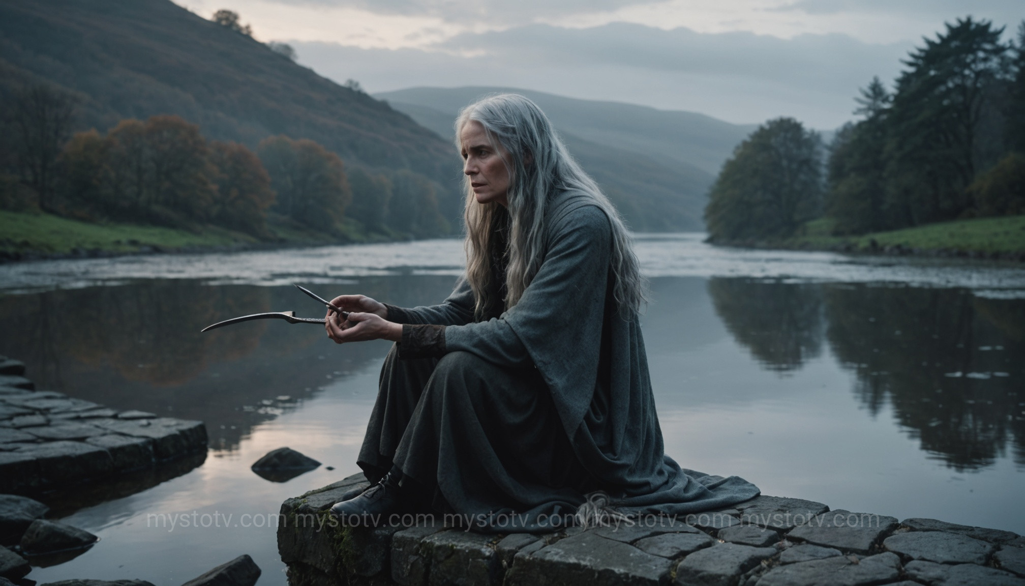 The sorrowful Banshee, a famous supernatural figure from Irish folk tales, foretelling a death.