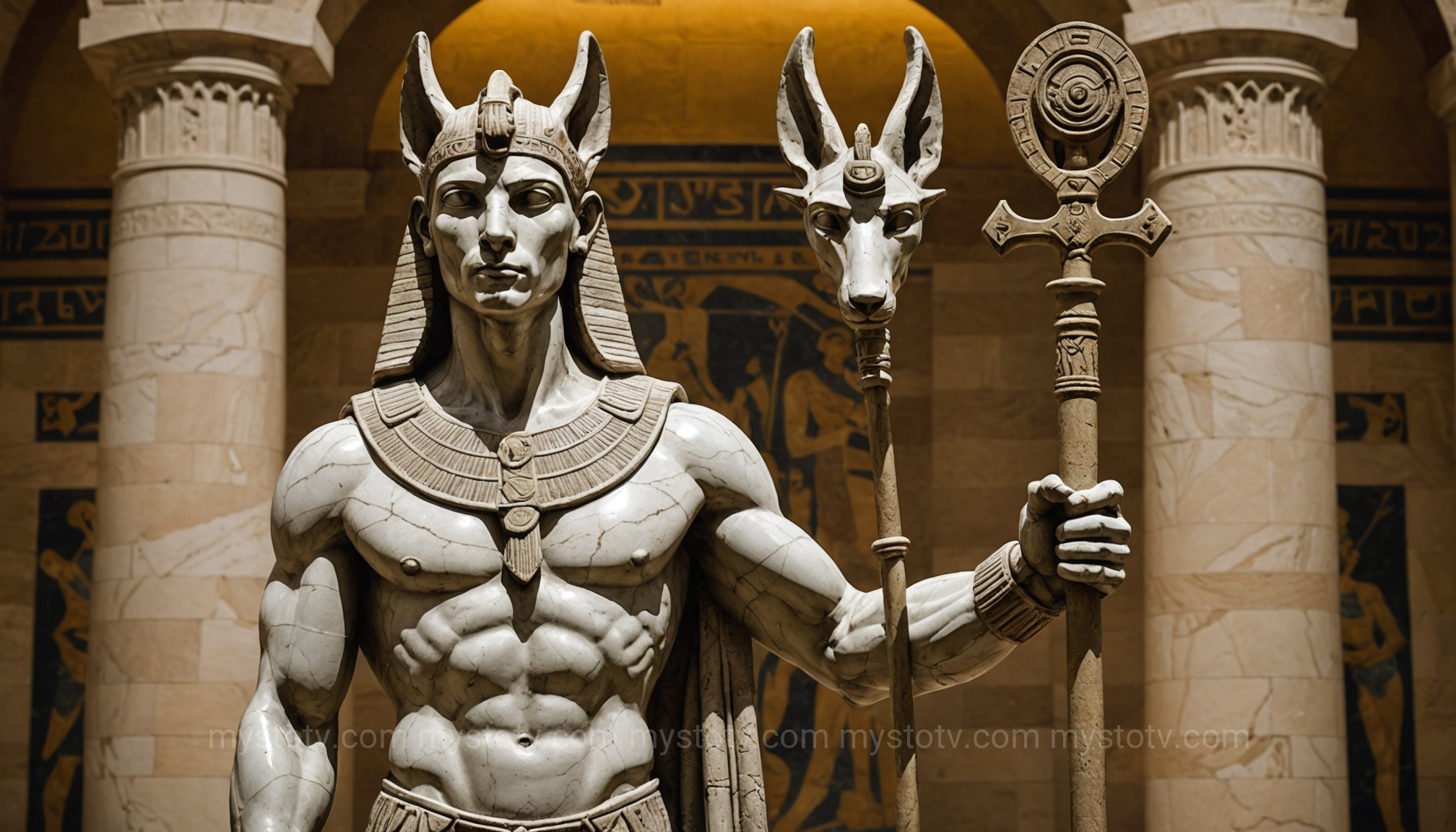 The syncretic god Hermanubis, a fusion of Greek and Egyptian beliefs and one of the later anubis god of death facts.
