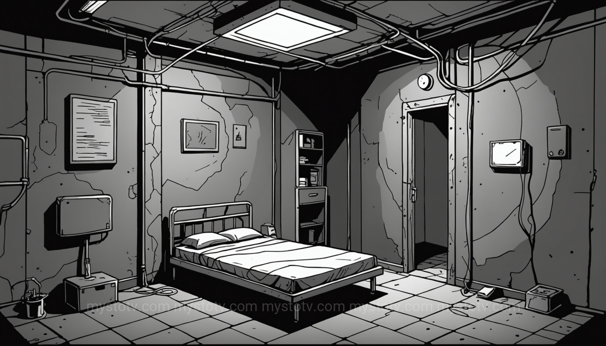 A depiction of the cramped cellar, a key element in the harrowing Natascha Kampusch story of captivity.