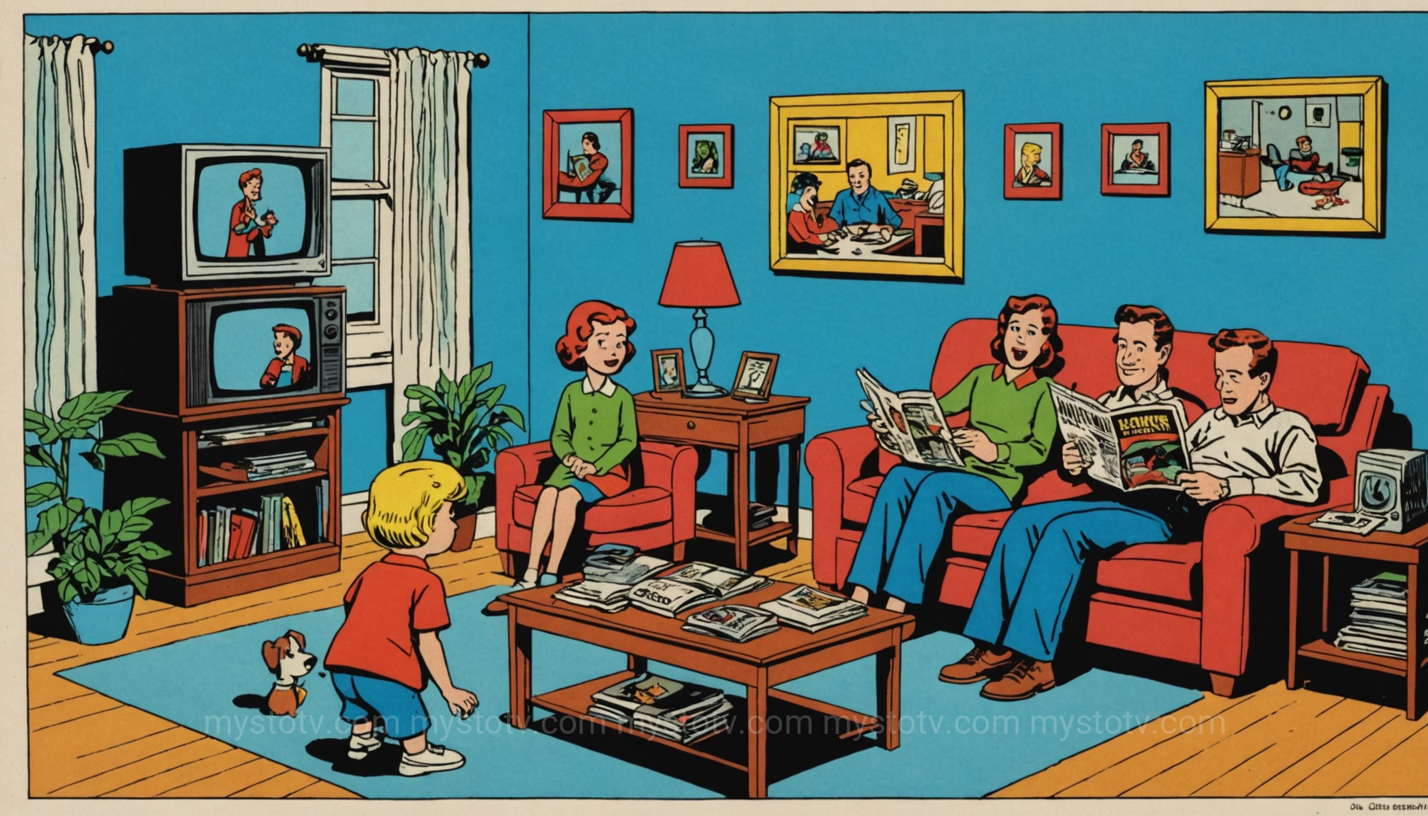A family looking concerned while watching a suggestive scene on a kids\' TV show, illustrating a key part of the downfall of Dan Schneider.