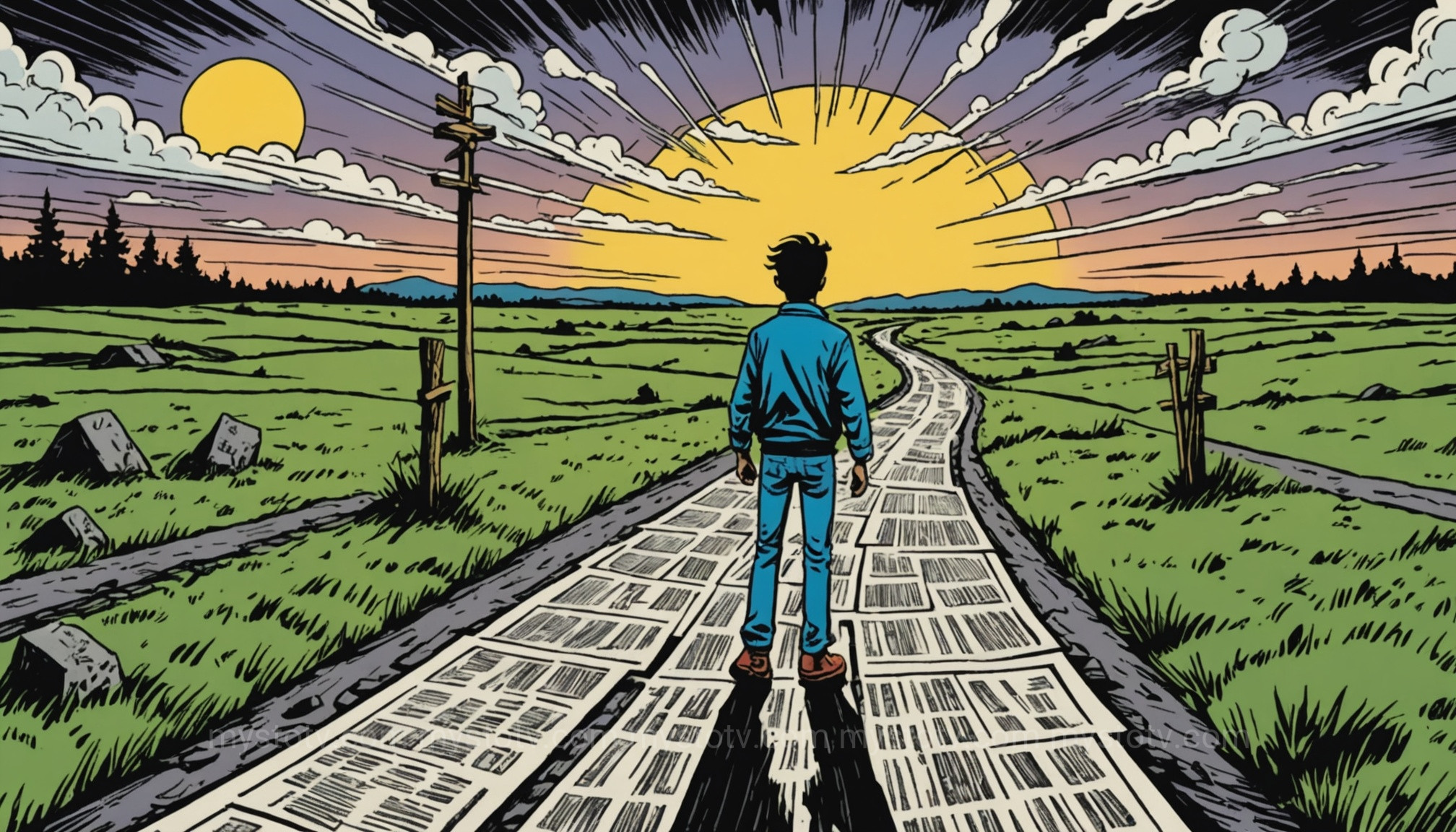 A person at a crossroads choosing the sunny path of healing over the stormy path of abuse, illustrating the \'no contact\' rule for how to break a trauma bond.