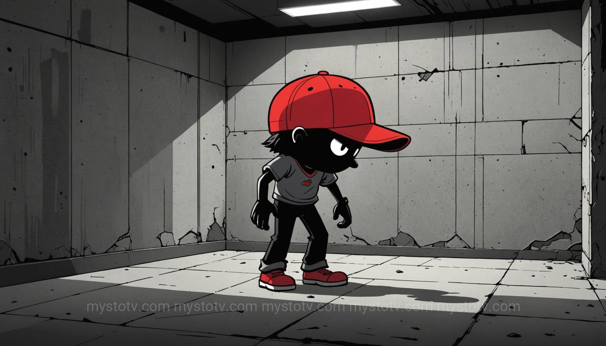 A red cap casting a long shadow, symbolizing the political pivot that contributed to the Kanye West public downfall.