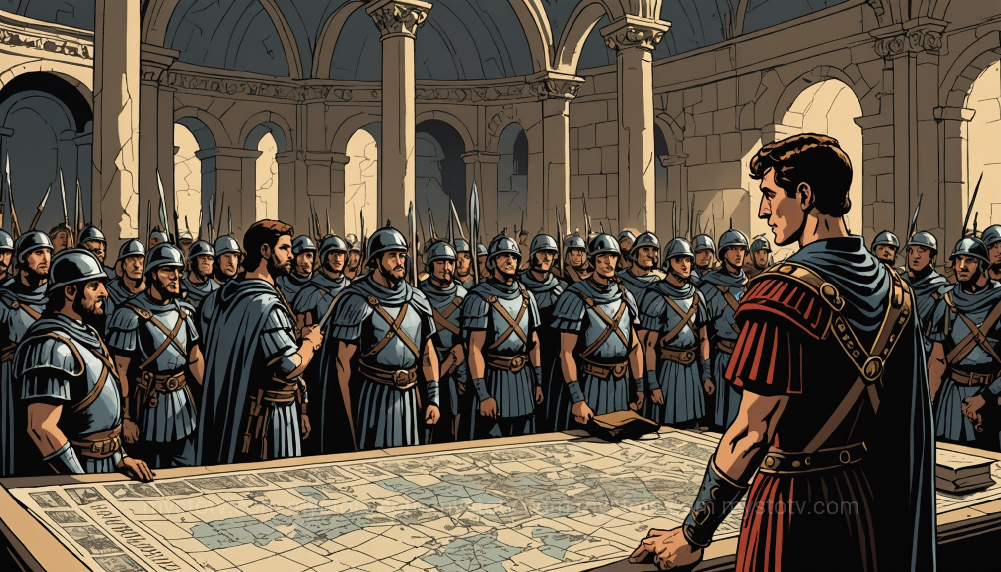 A shadowy Octavian plotting, raising questions about his role in how did Cleopatra die and the possibility of murder.