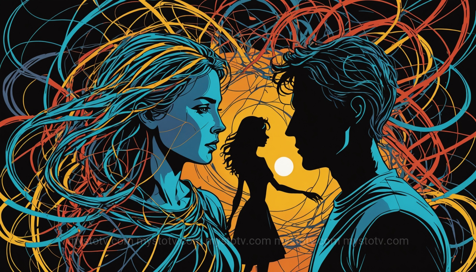An abstract representation of the complex psychological dynamic in the Natascha Kampusch story.