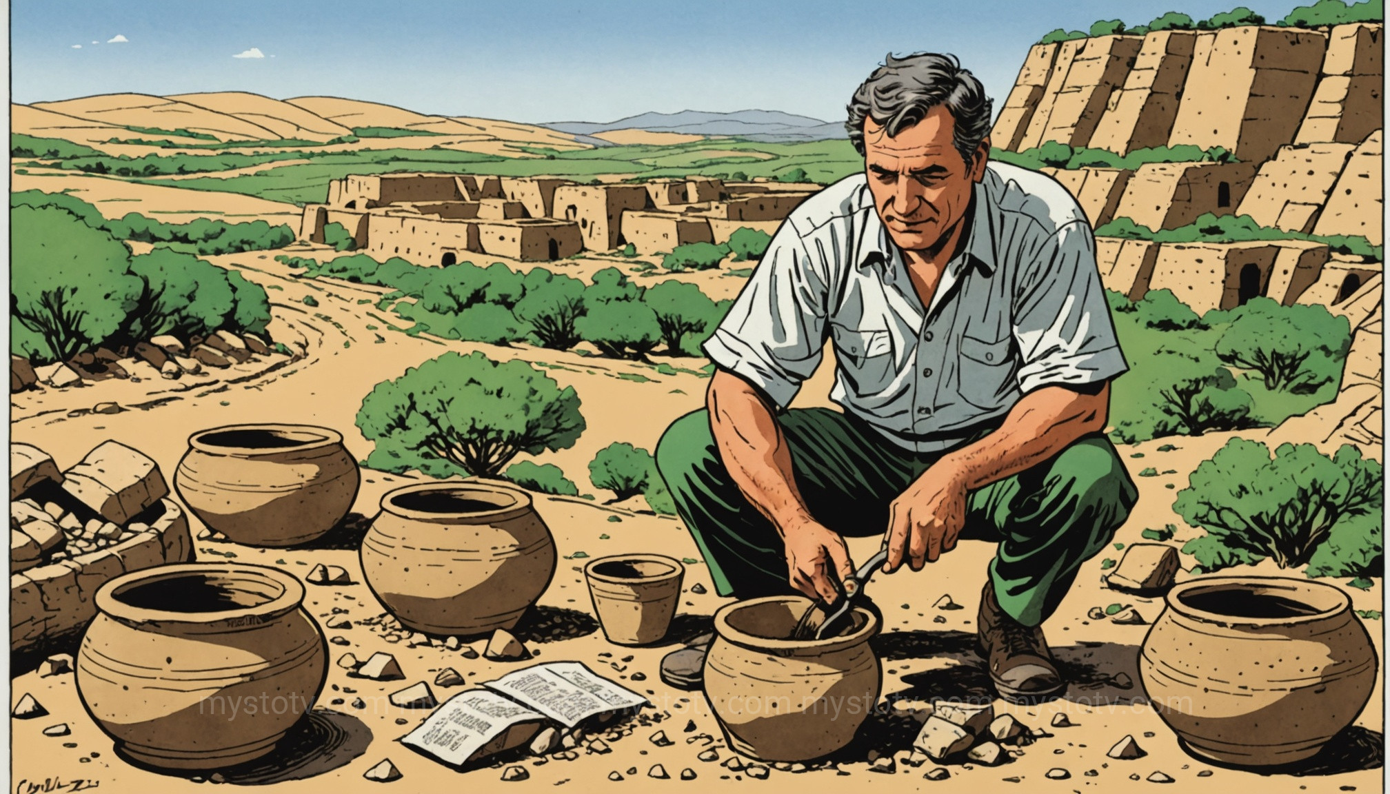 Pottery shards from which Israeli archaeologists discover the earliest evidence of wine production in the Near East.