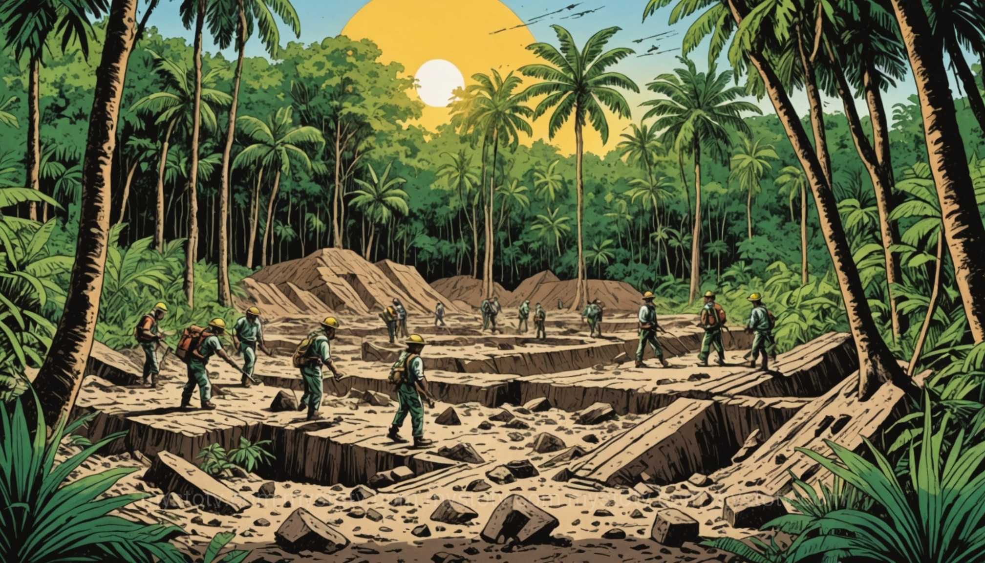 Researchers at work at the groundbreaking Sundaland hominin fossil site discovery, carefully unearthing ancient remains.